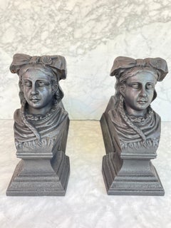 Antique French Napoleon III Firedogs / Andirons, 19th Century
