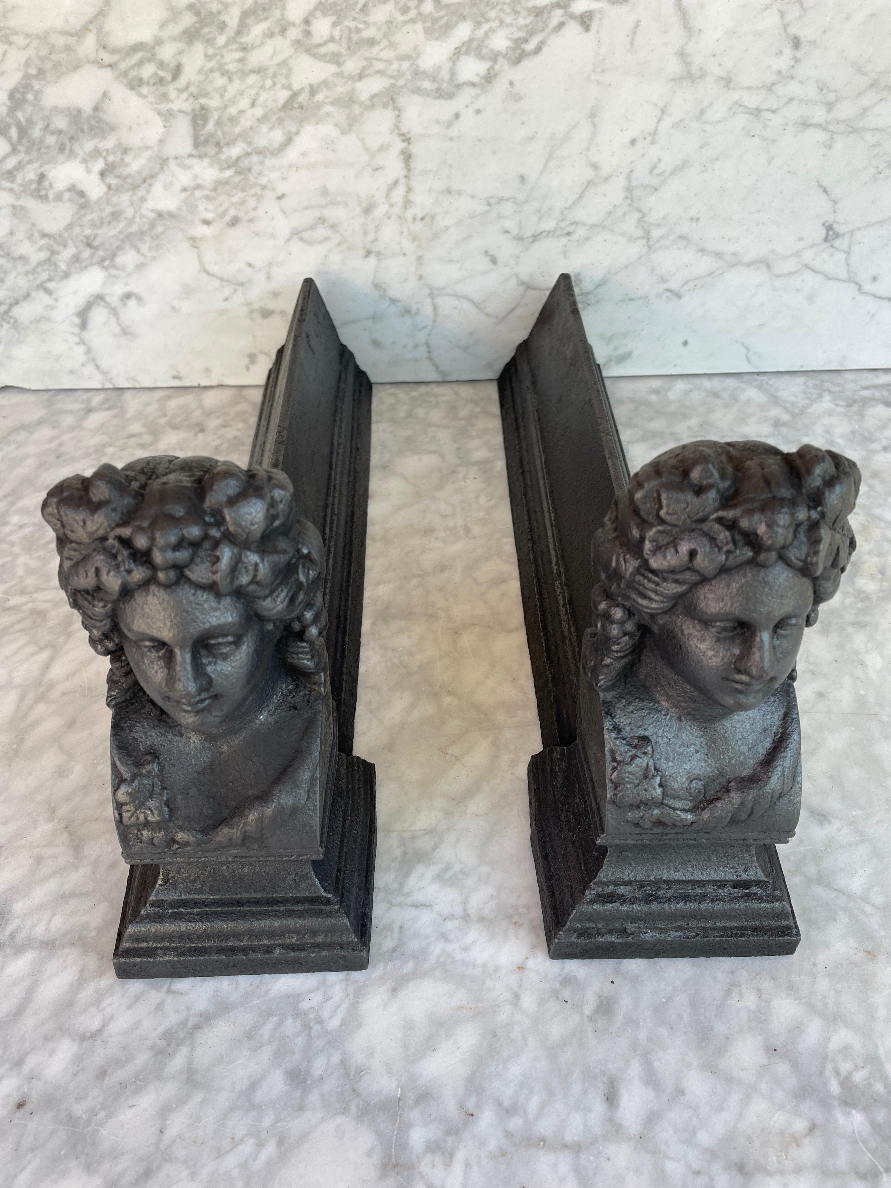 Antique French Napoleon III Firedogs / Andirons, 19th Century In Good Condition For Sale In Oostvoorne, NL