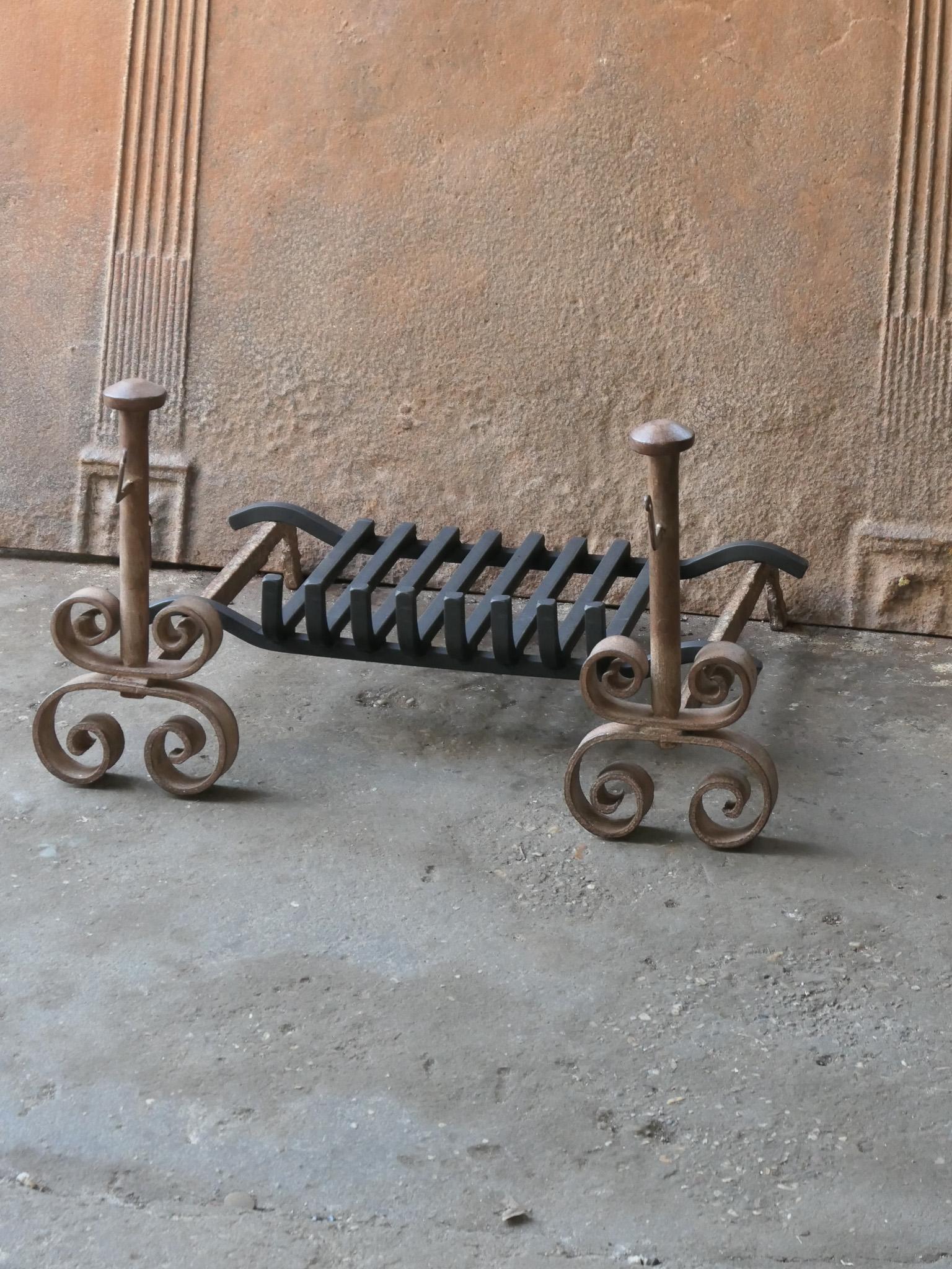 Forged Antique French Napoleon III Fireplace Log Grate For Sale