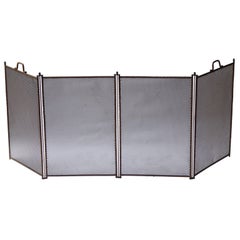 Antique French Napoleon III Fireplace Screen, Brass-Colored, 19th Century Antique French Napoleon III Fireplace Screen, Brass-Colored, 19th Century
