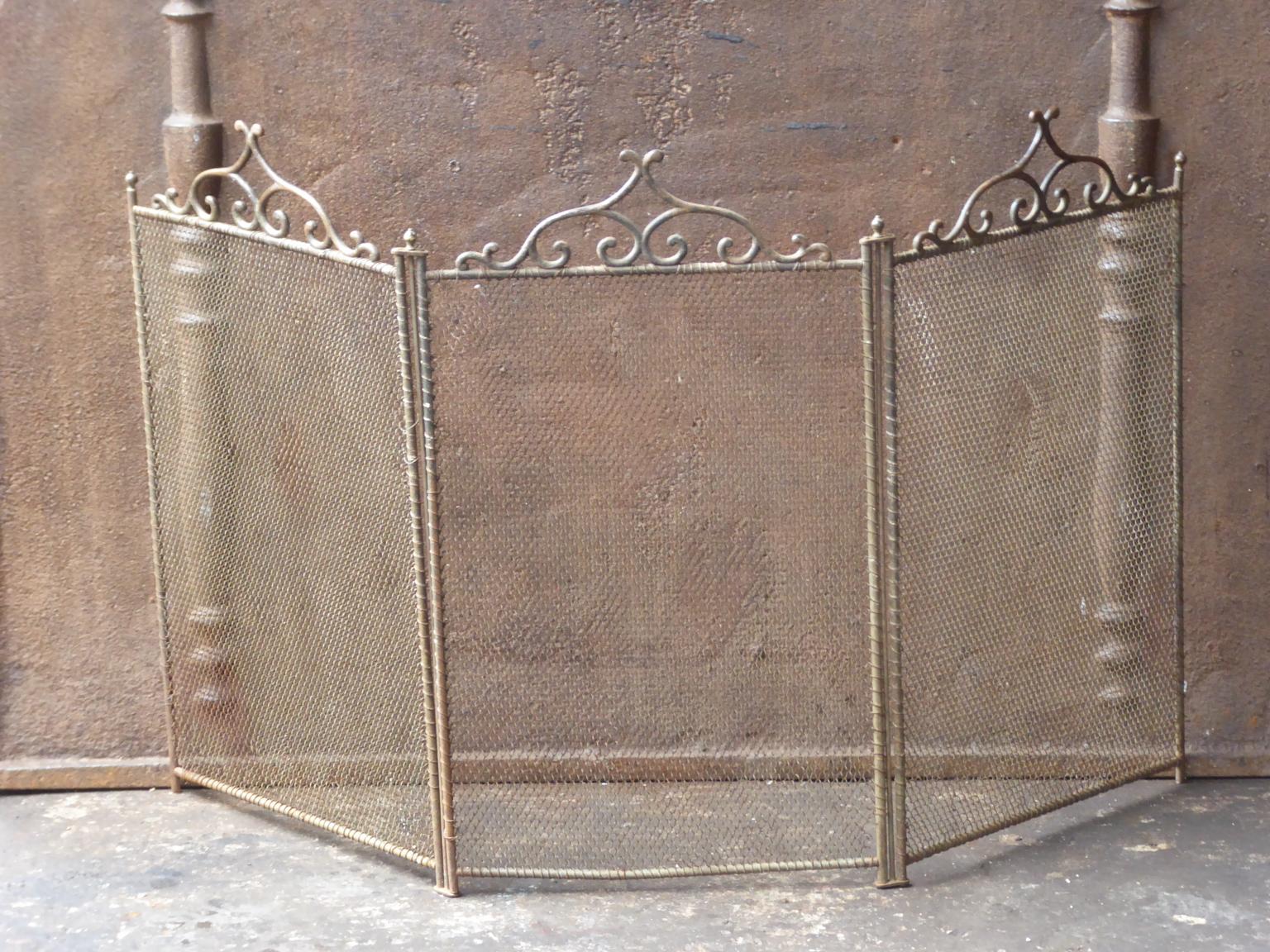 19th century French Napoleon III three-panel fireplace screen. The screen is made of iron and iron mesh. It is in a good condition and is fit for use in front of the fireplace.