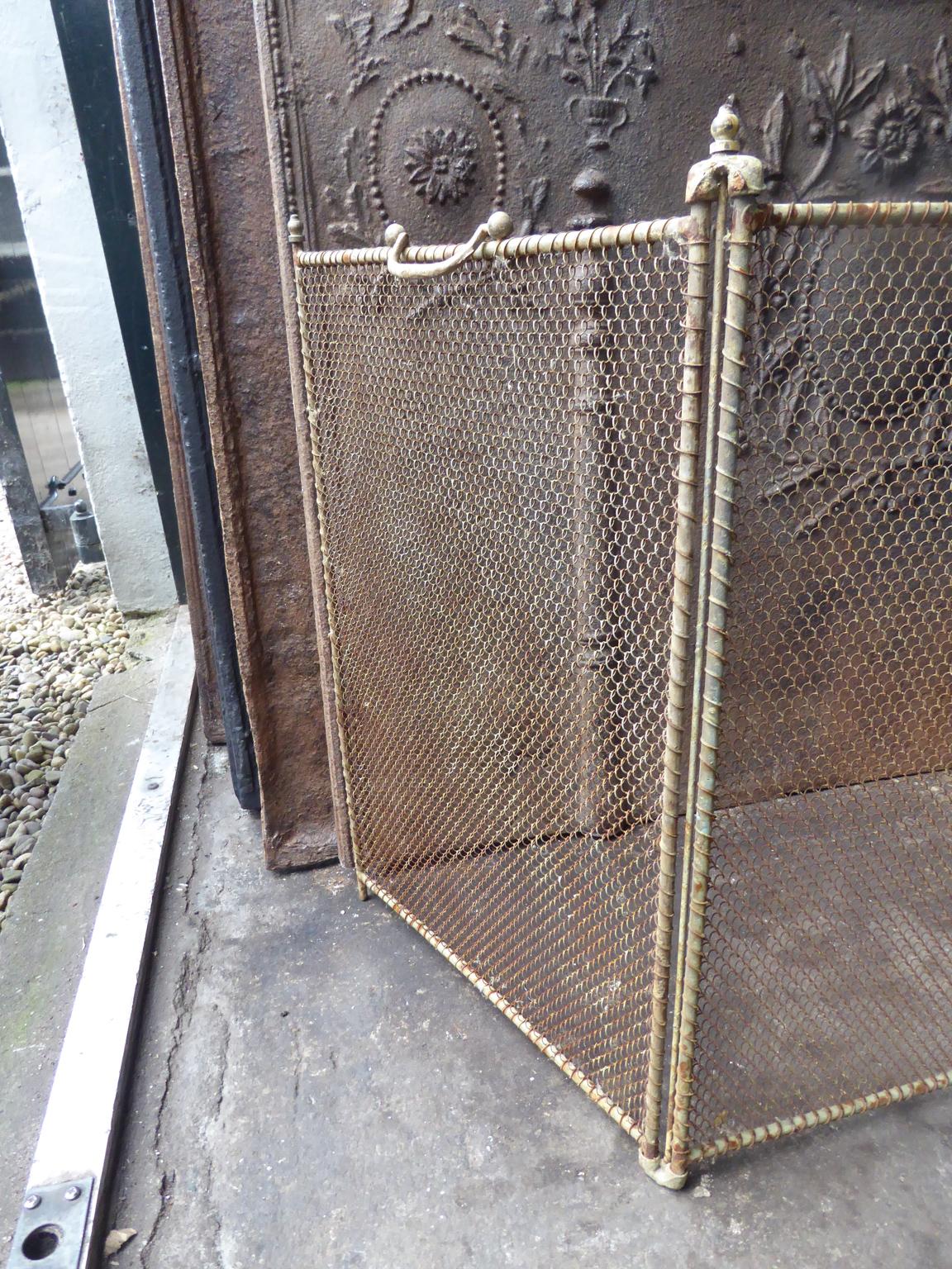 Iron Antique French Napoleon III Fireplace Screen or Fire Screen, 19th Century