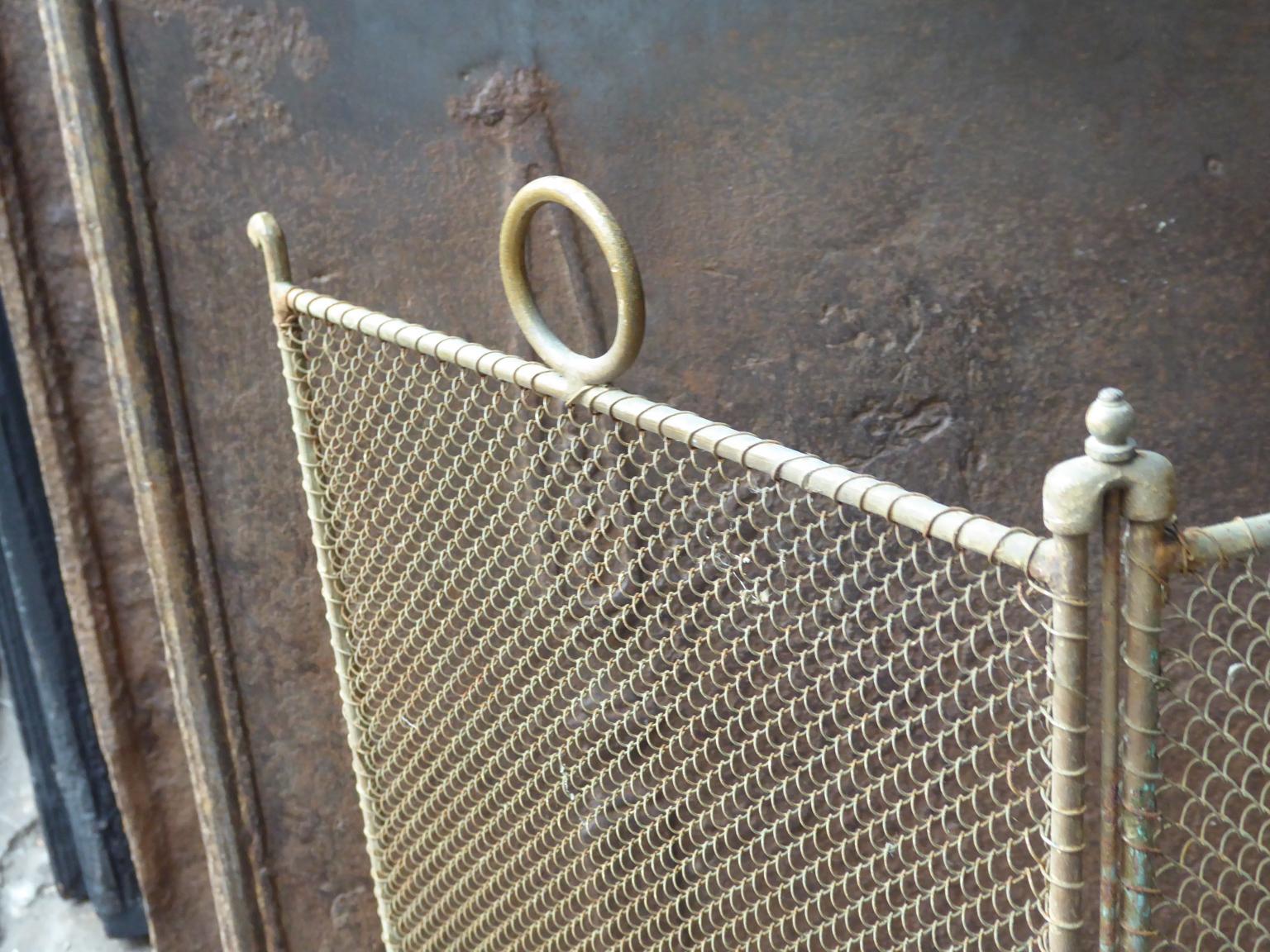 Brass Antique French Napoleon III Fireplace Screen or Fire Screen, 19th Century