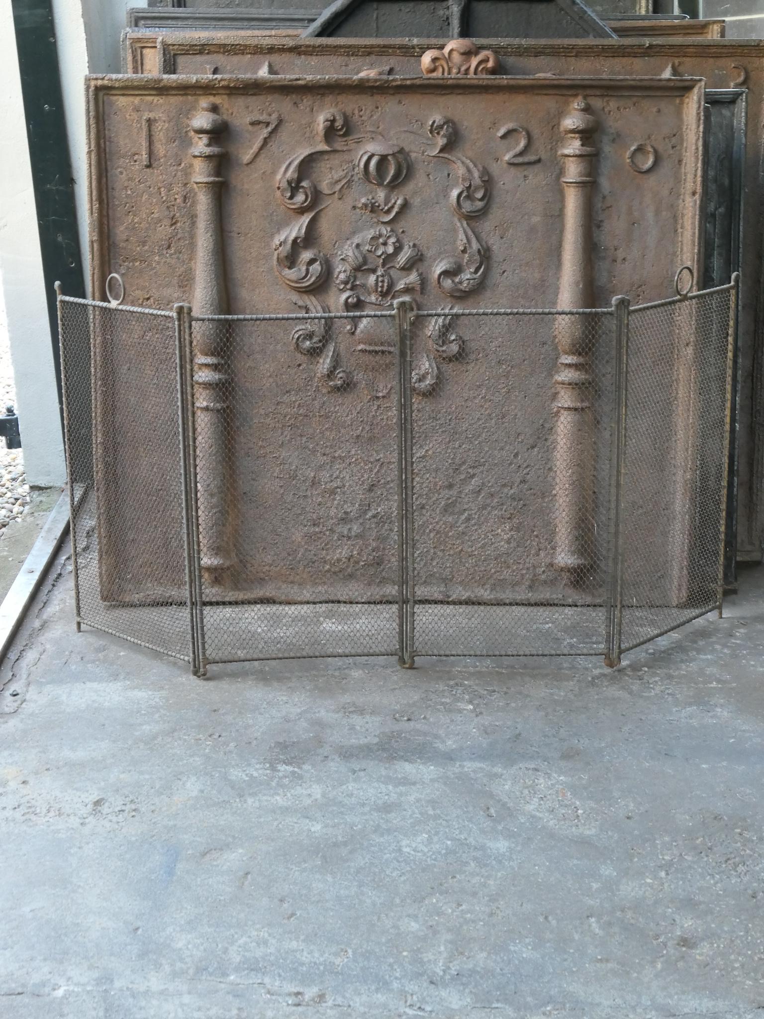 Brass Antique French Napoleon III Fireplace Screen or Fire Screen, 19th Century