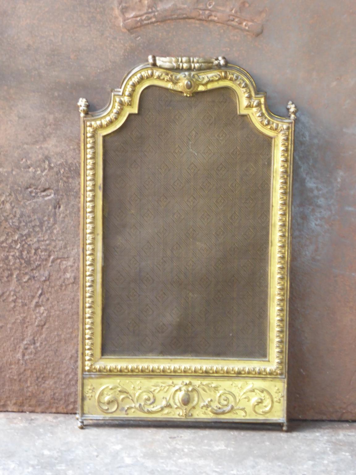Brass Antique French Napoleon III Fireplace Screen or Fire Screen, 19th Century