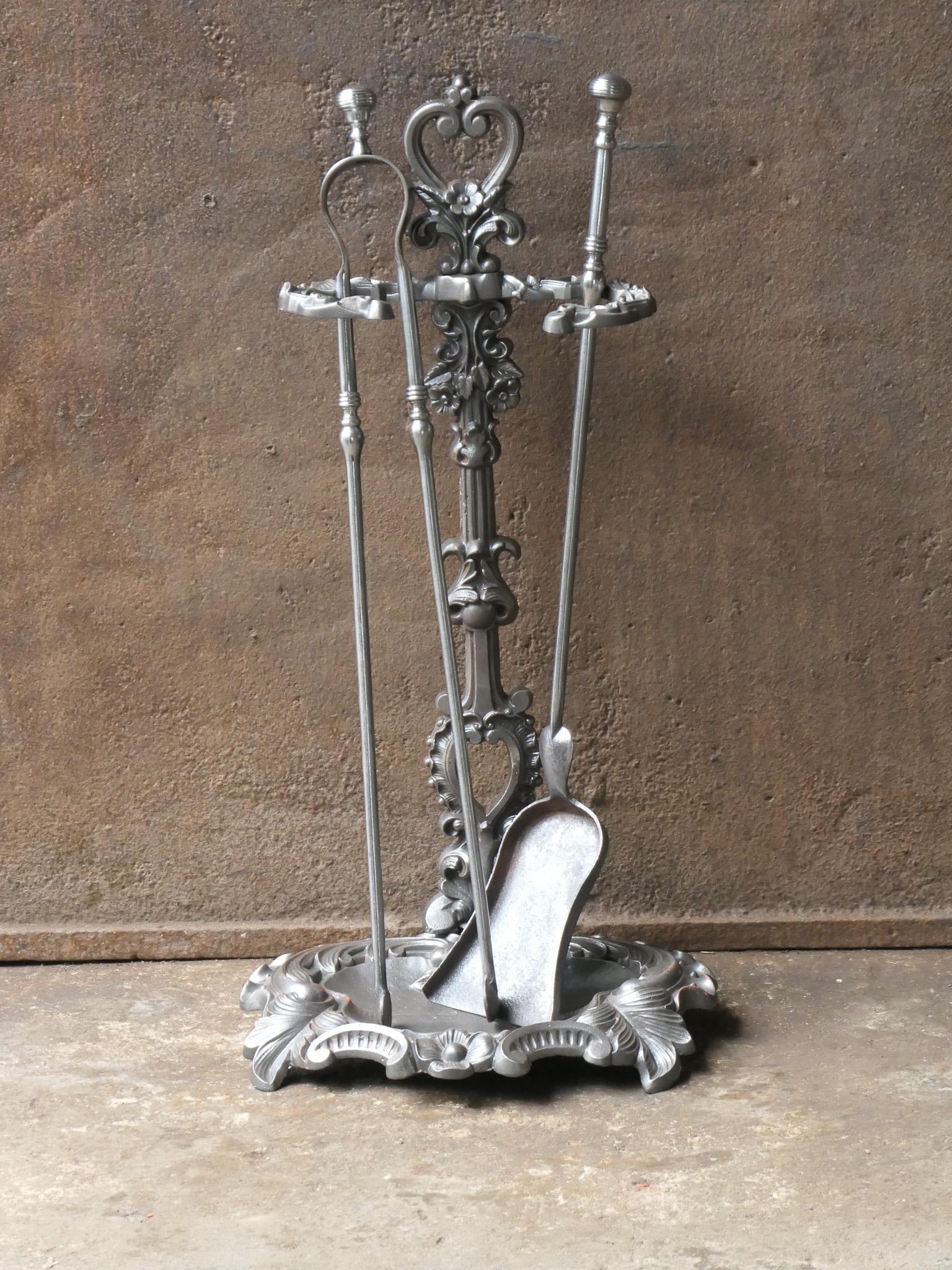 Cast Antique French Napoleon III Fireplace Tools, 19th Century For Sale