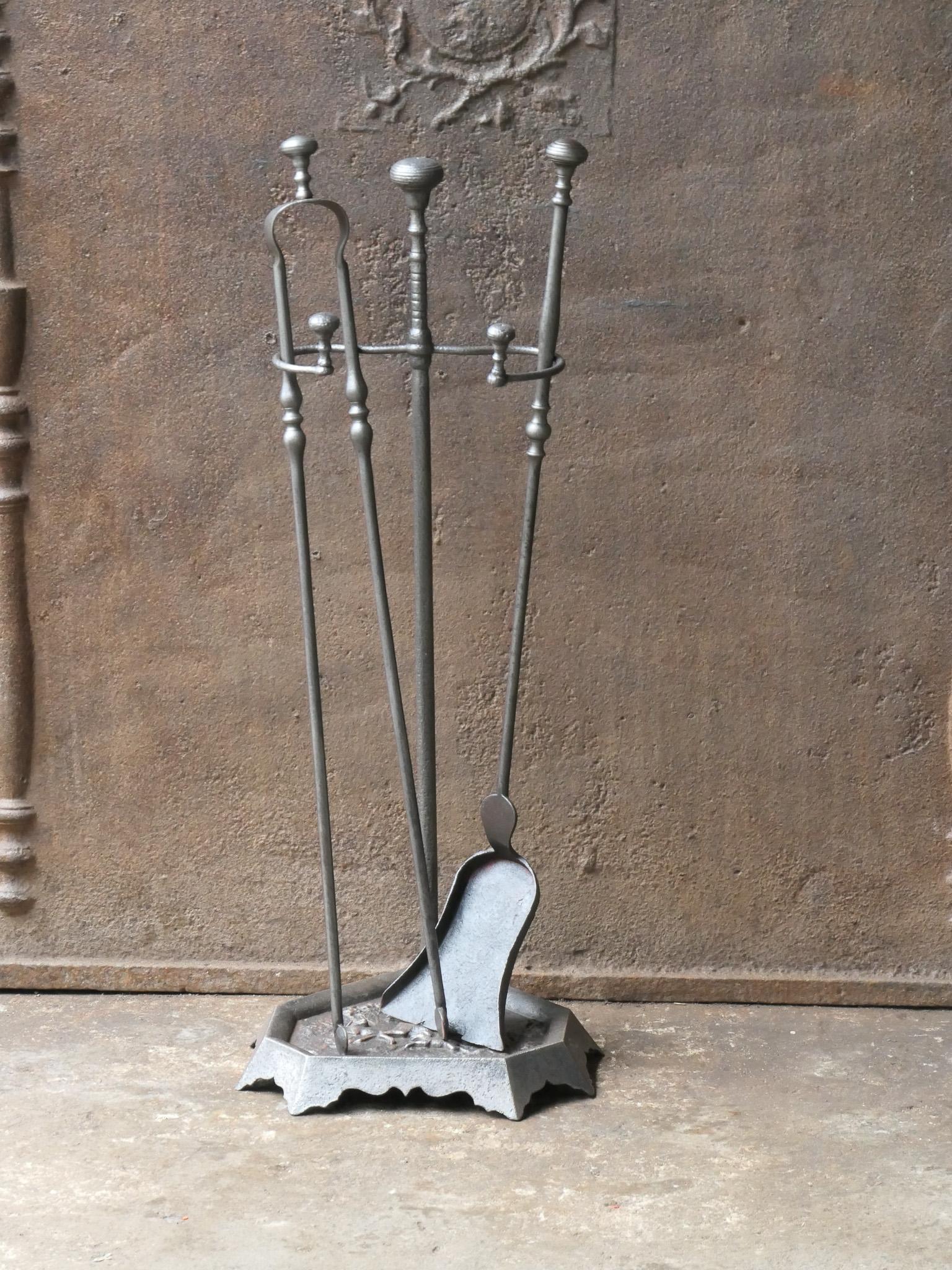 Cast Antique French Napoleon III Fireplace Tools, 19th Century For Sale