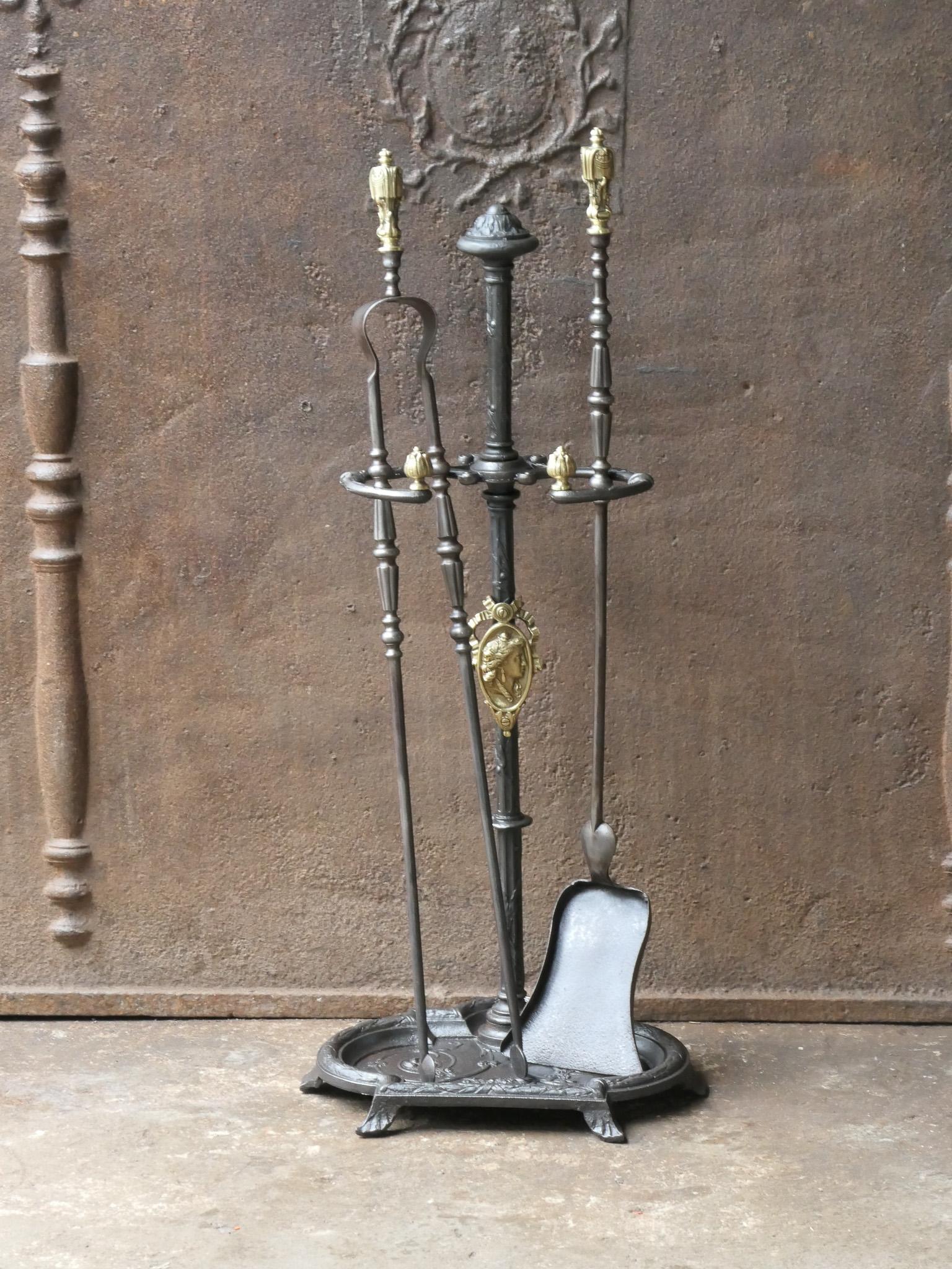 Cast Antique French Napoleon III Fireplace Tools, 19th Century For Sale