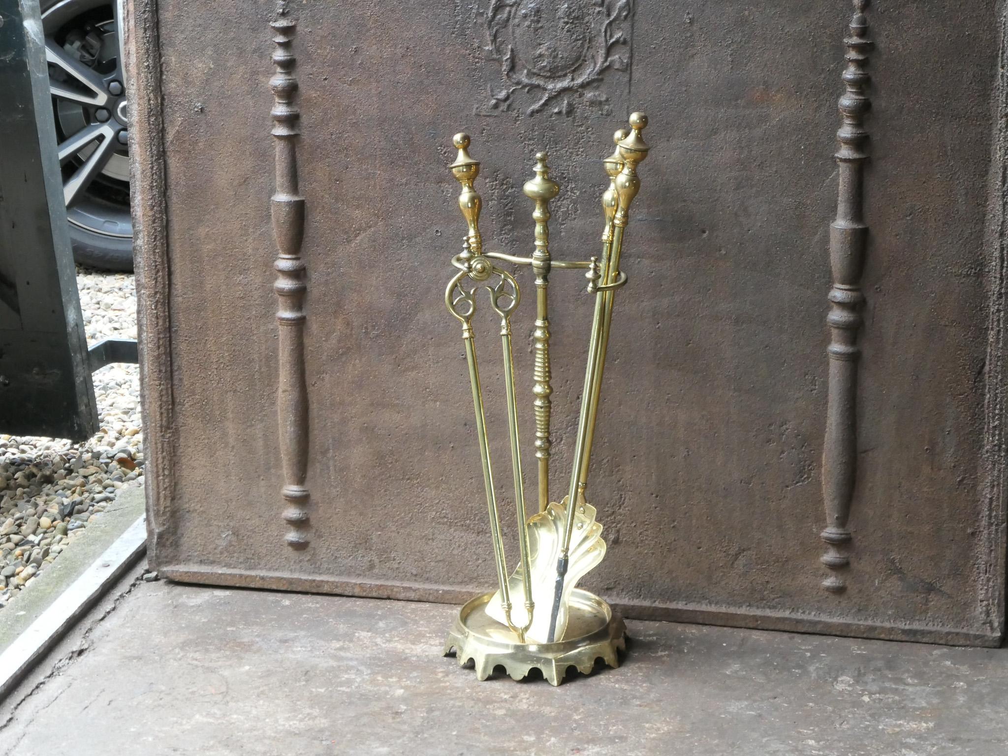 Brass Antique French Napoleon III Fireplace Tools, 19th Century For Sale