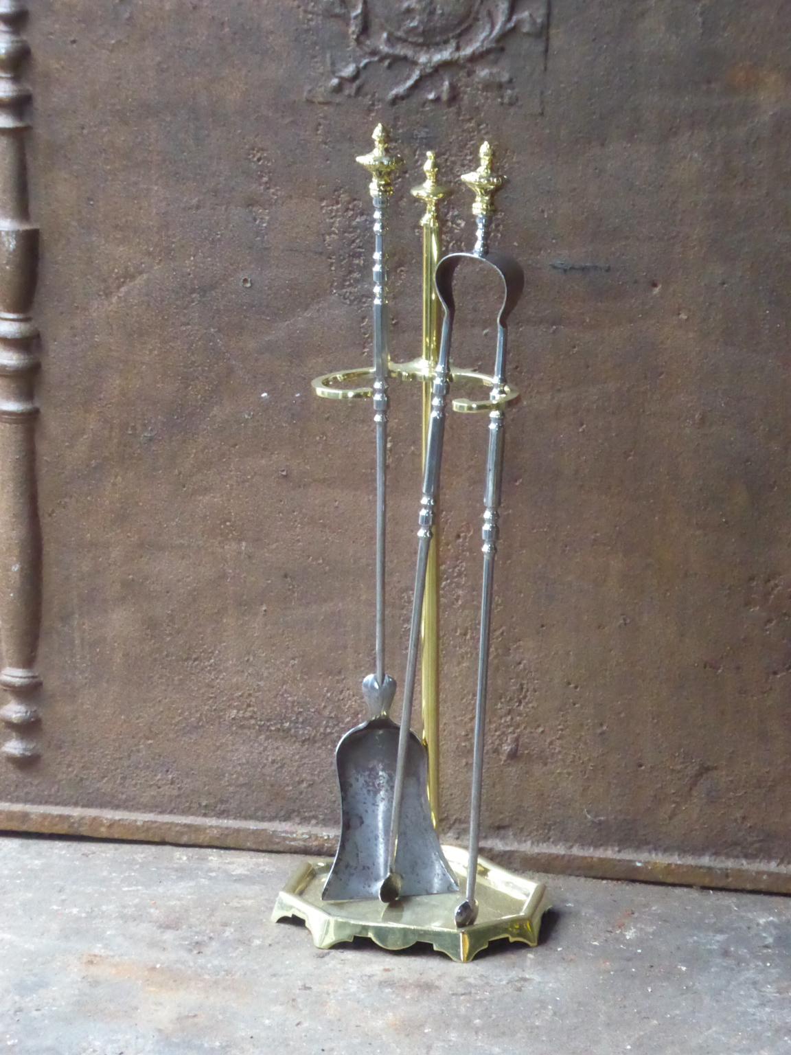 Polished Antique French Napoleon III Fireplace Tools or Fire Tools