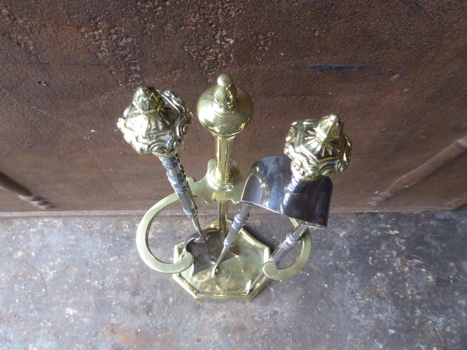 Brass Antique French Napoleon III Fireplace Tools or Fire Tools