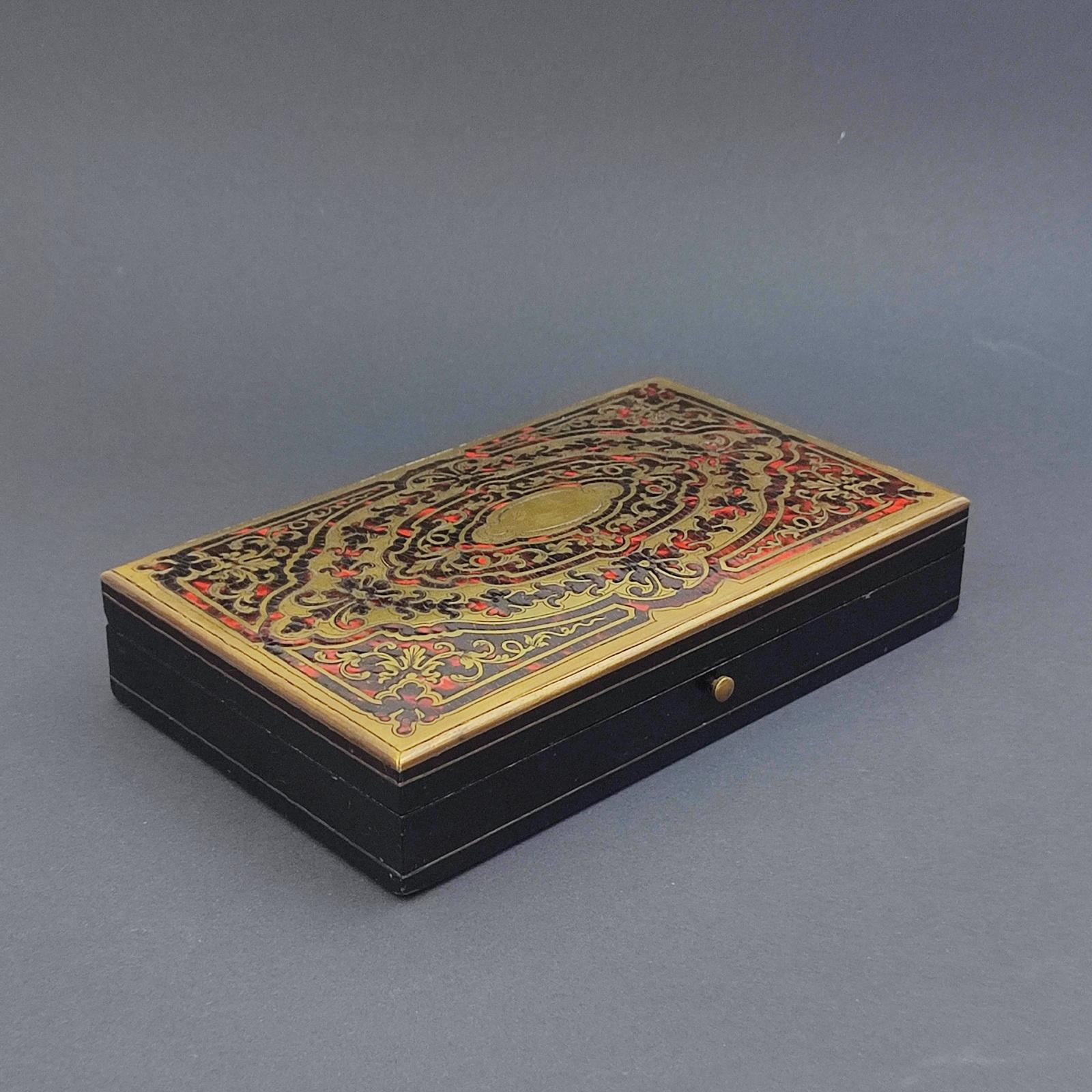 Antique French Napoleon III Game Box in Boulle Marquetry For Sale 9