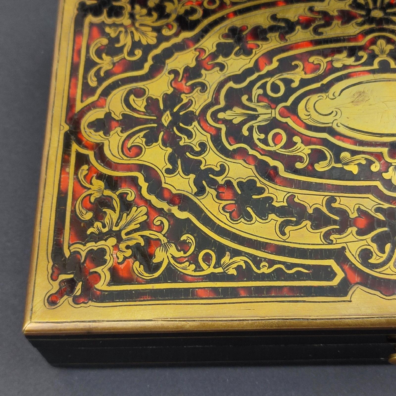 19th Century Antique French Napoleon III Game Box in Boulle Marquetry For Sale