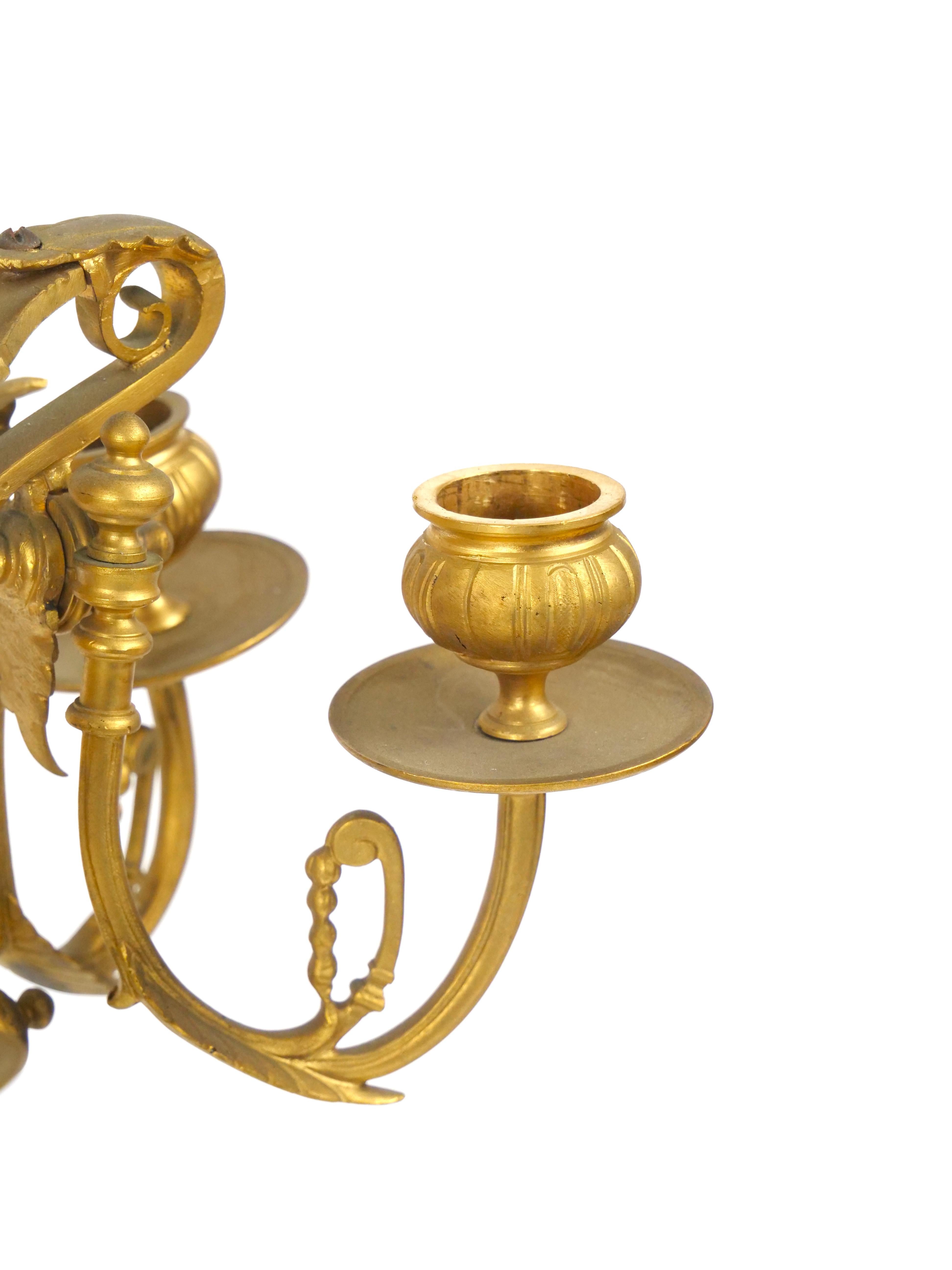 Antique French Napoleon III Gilt Bronze / Marble Candelabra Lamps For Sale 13
