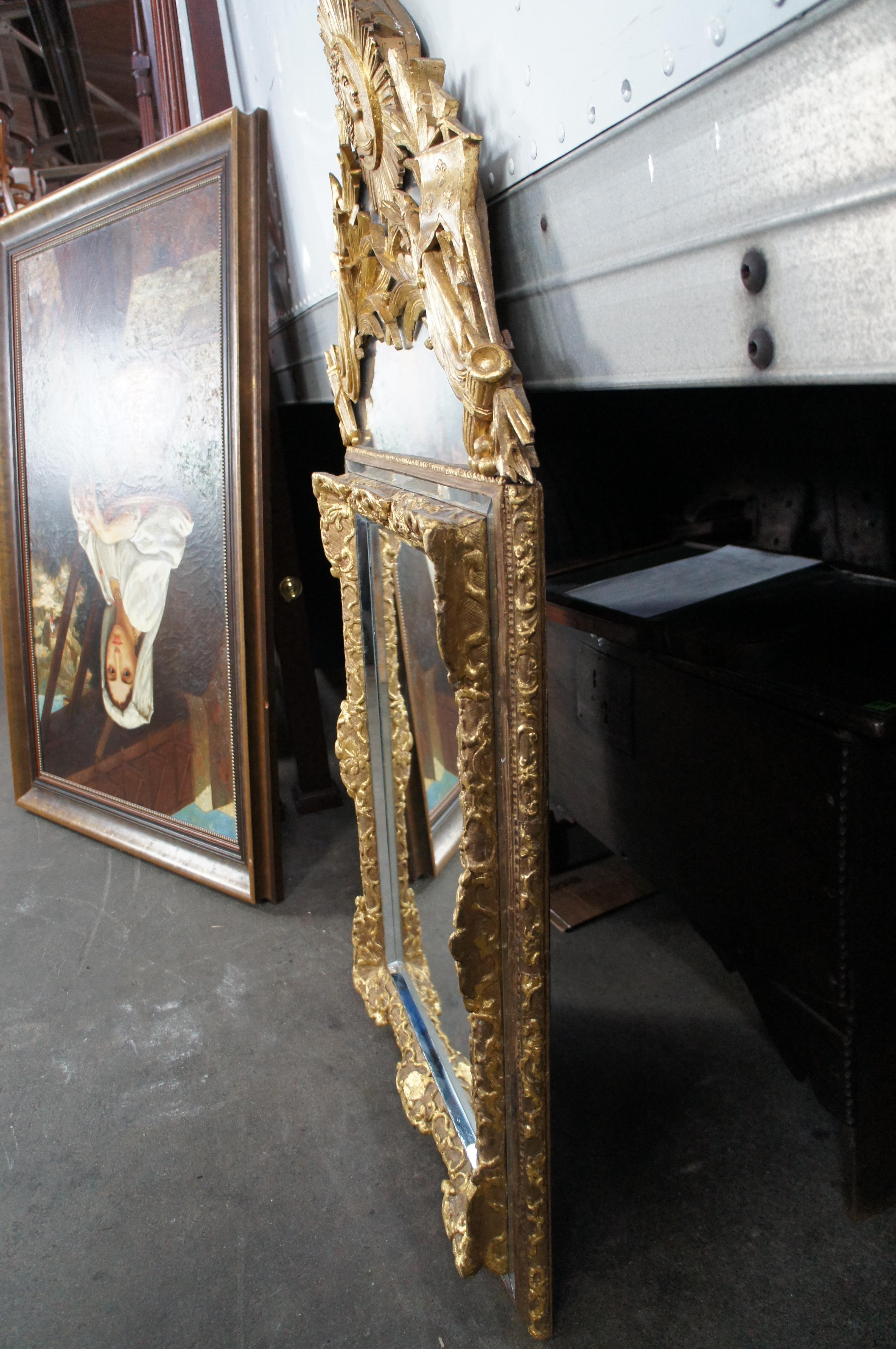 Antique Napoleon III Giltwood Beveled Parcloses Mirror 50