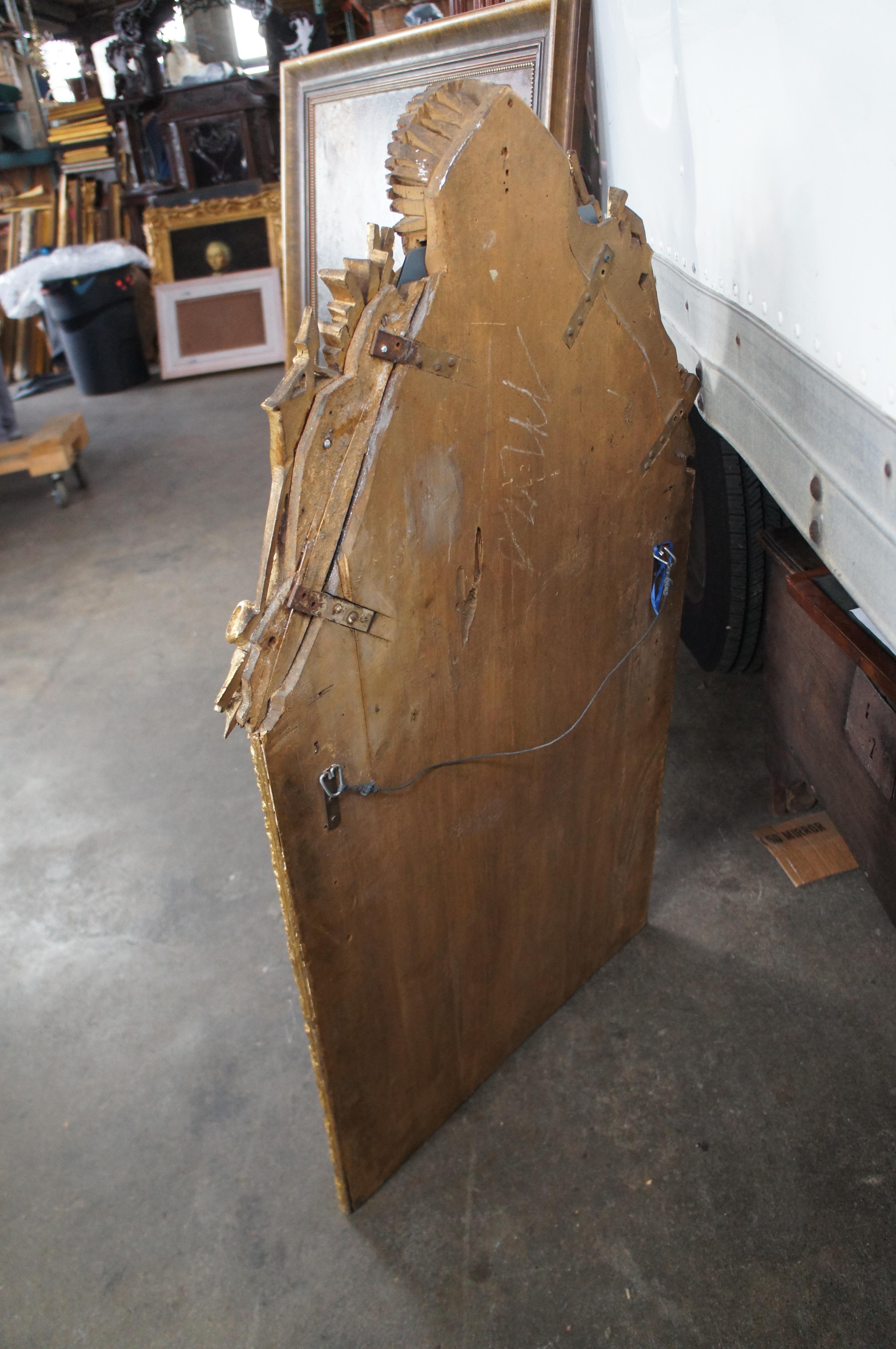 Antique Napoleon III Giltwood Beveled Parcloses Mirror 50