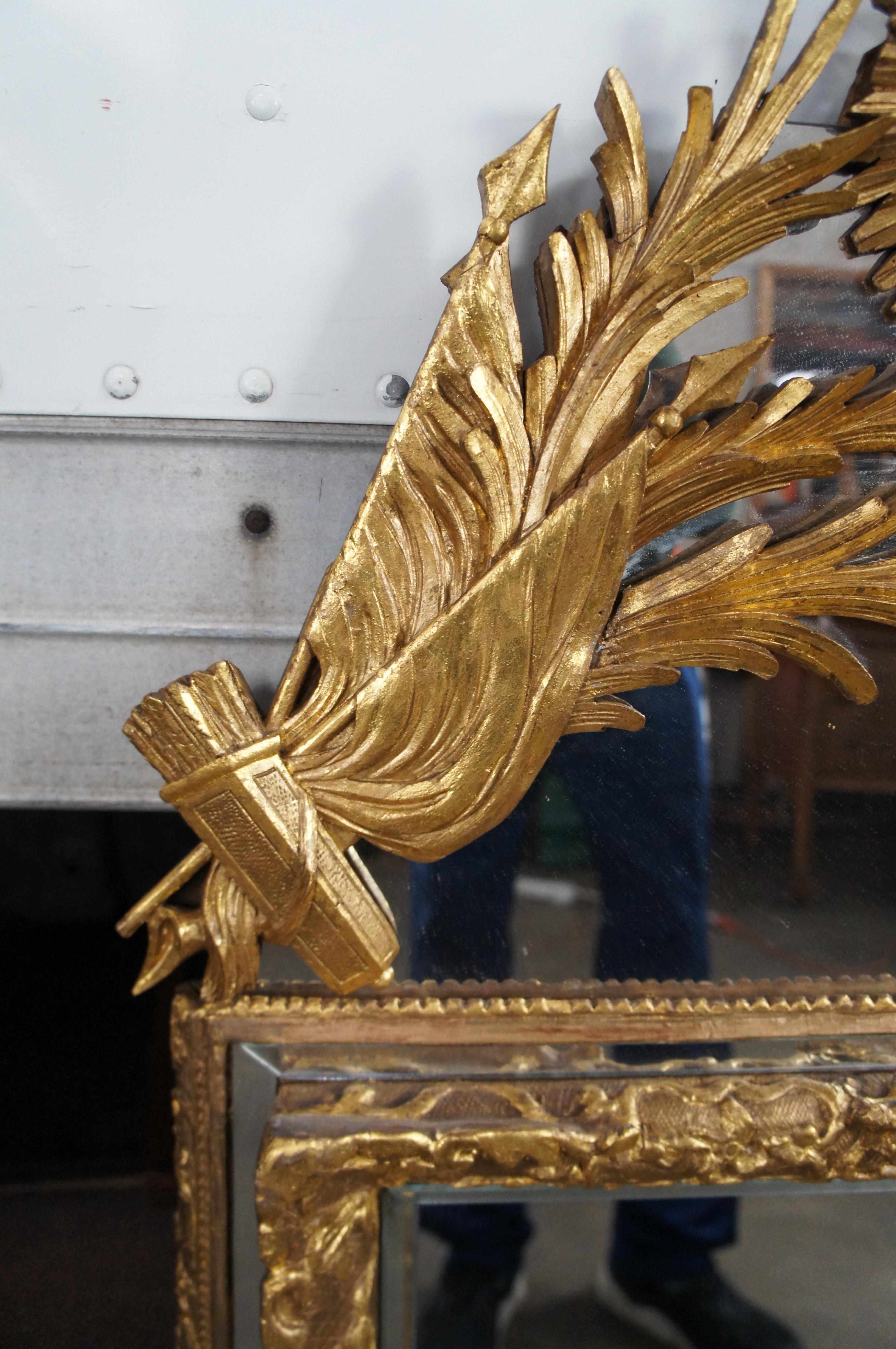 XIXe siècle Antique Napoleon III Giltwood Beveled Parcloses Mirror 50
