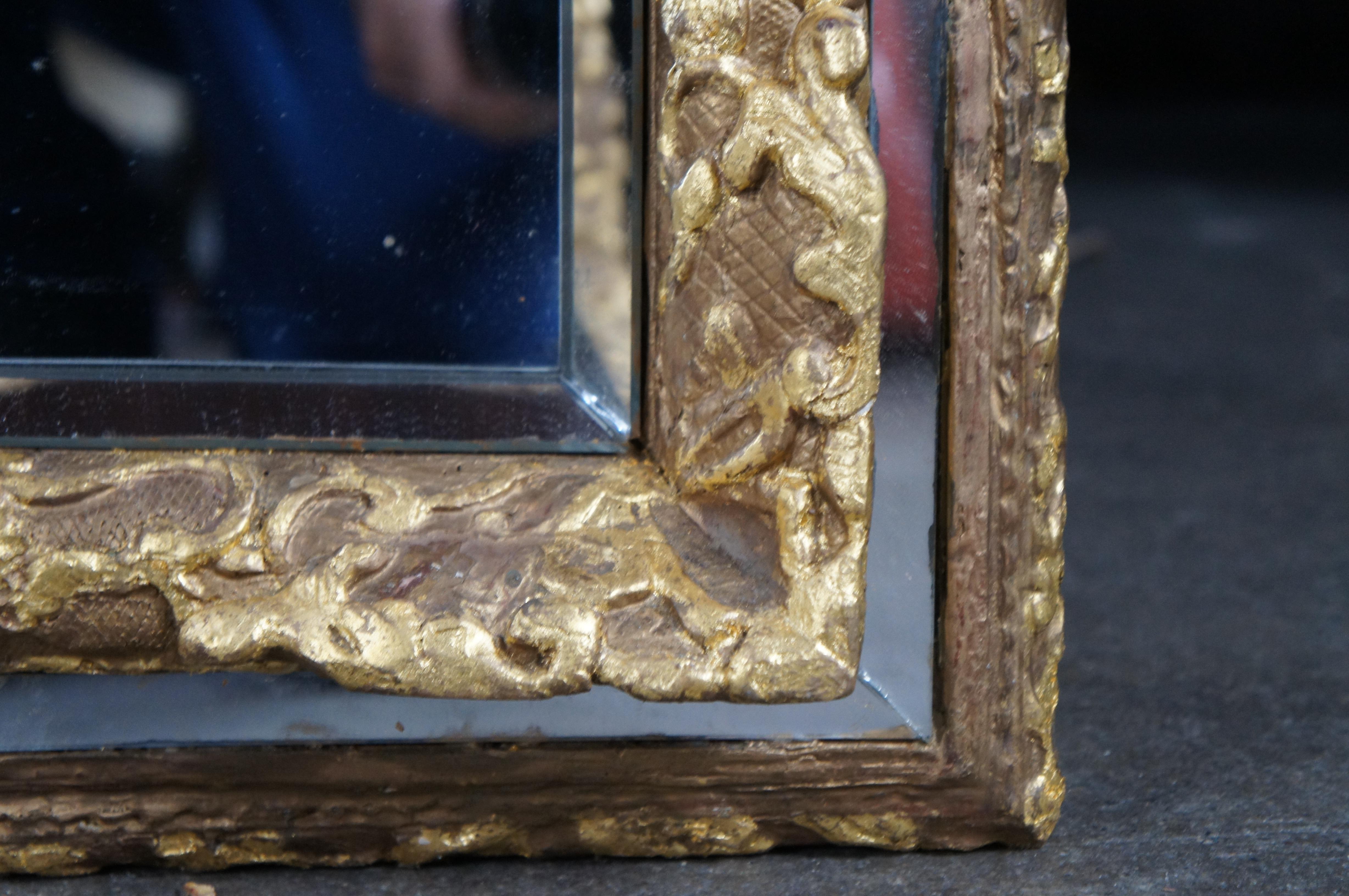 Antique Napoleon III Giltwood Beveled Parcloses Mirror 50