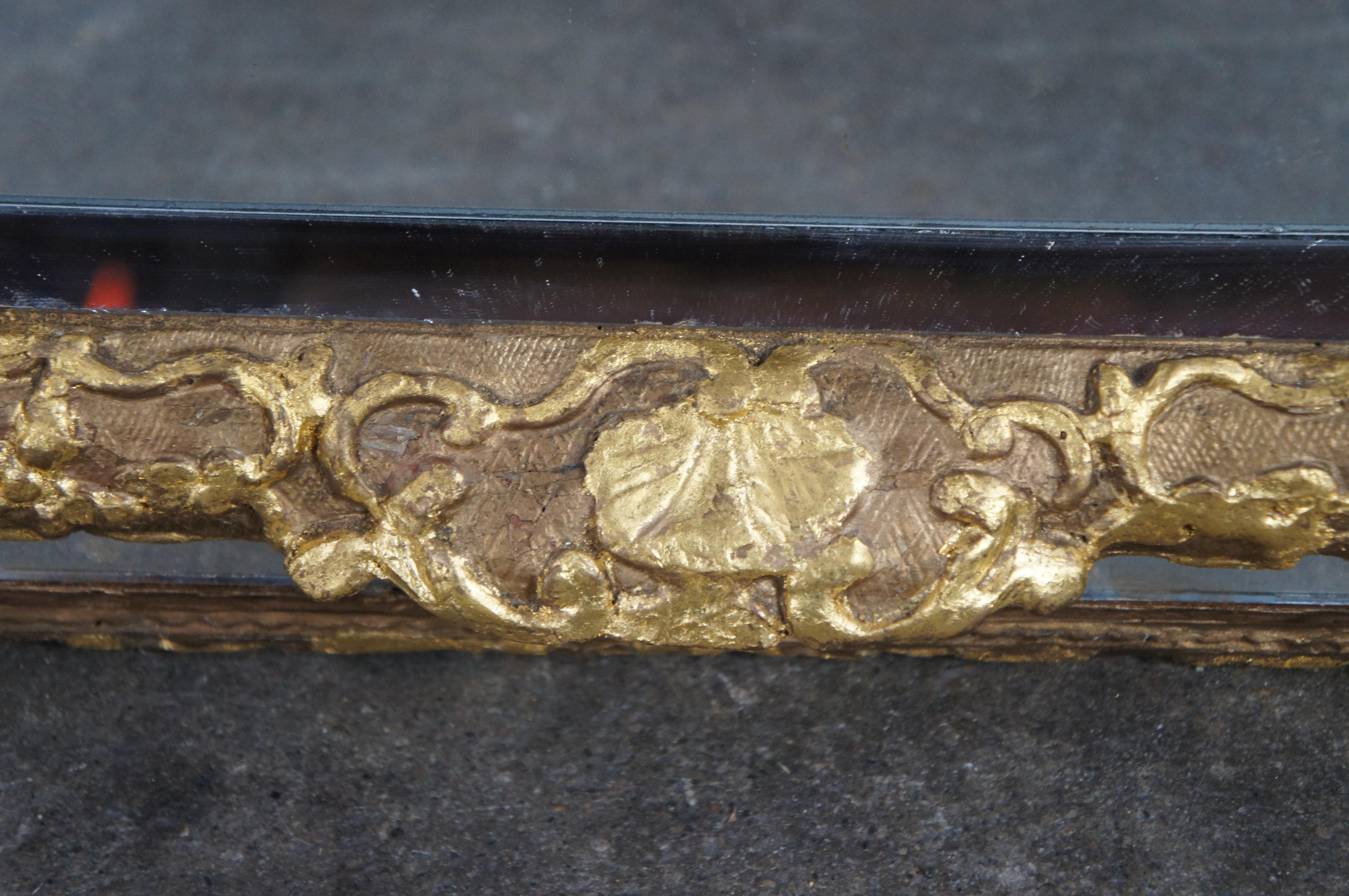 Antique Napoleon III Giltwood Beveled Parcloses Mirror 50