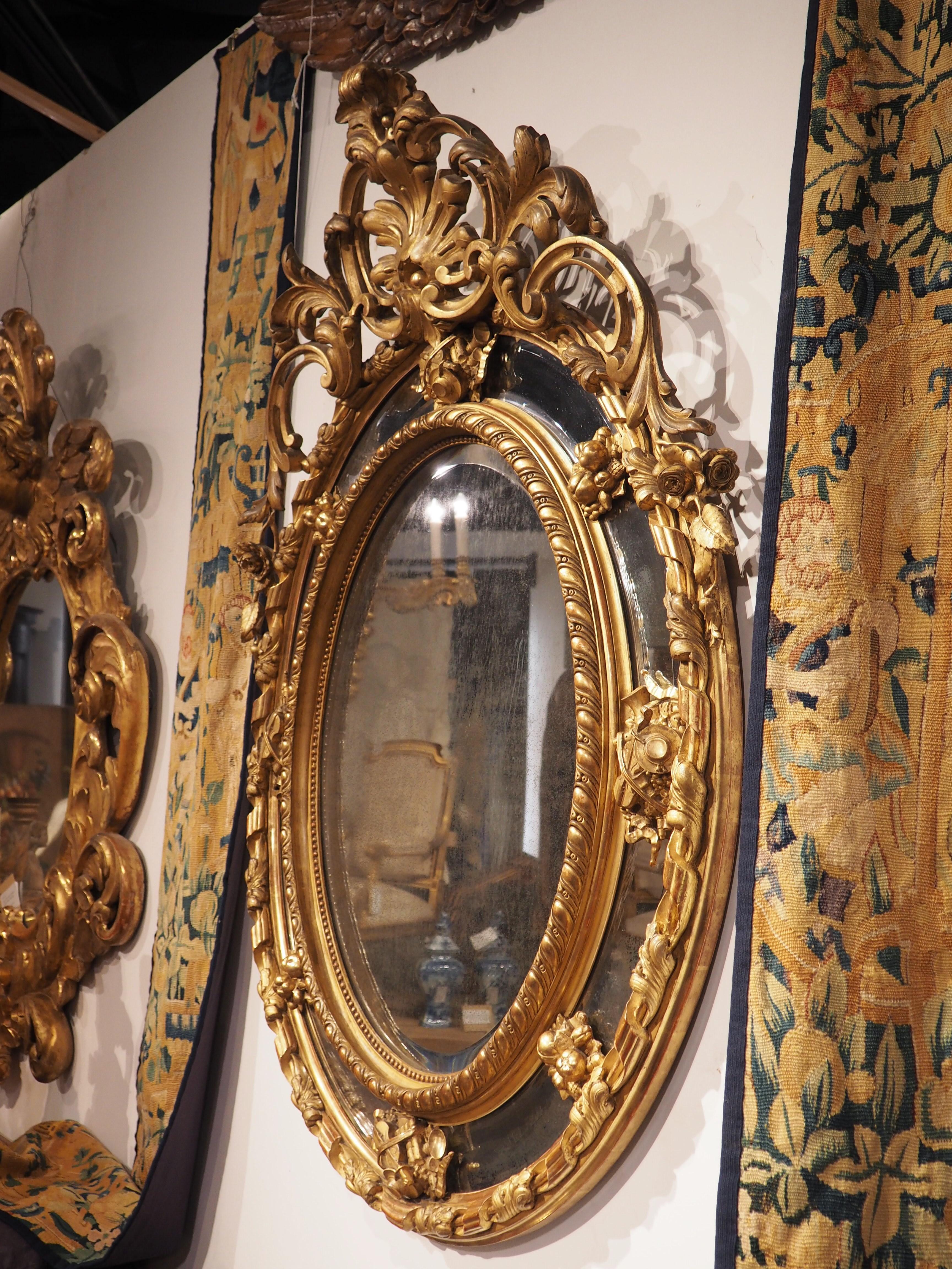 Antique French Napoleon III Giltwood Mirror with Musical Trophy Decor, C. 1860 10