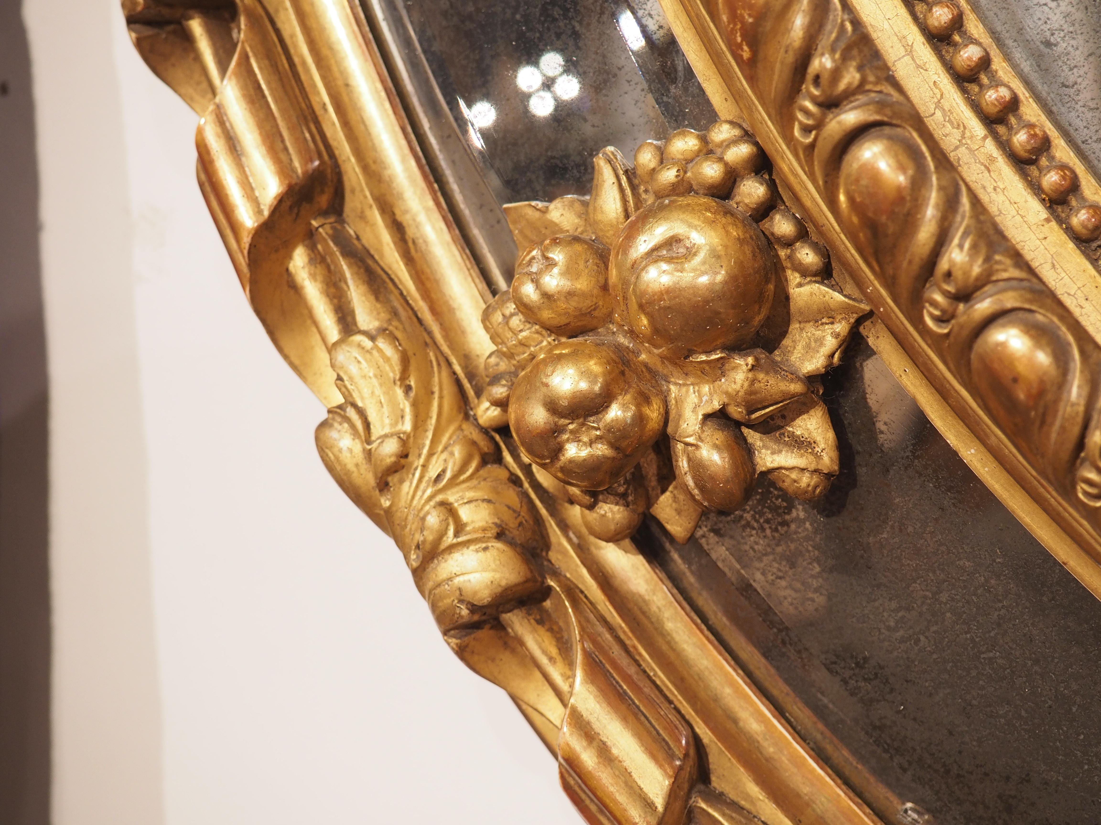 Antique French Napoleon III Giltwood Mirror with Musical Trophy Decor, C. 1860 1