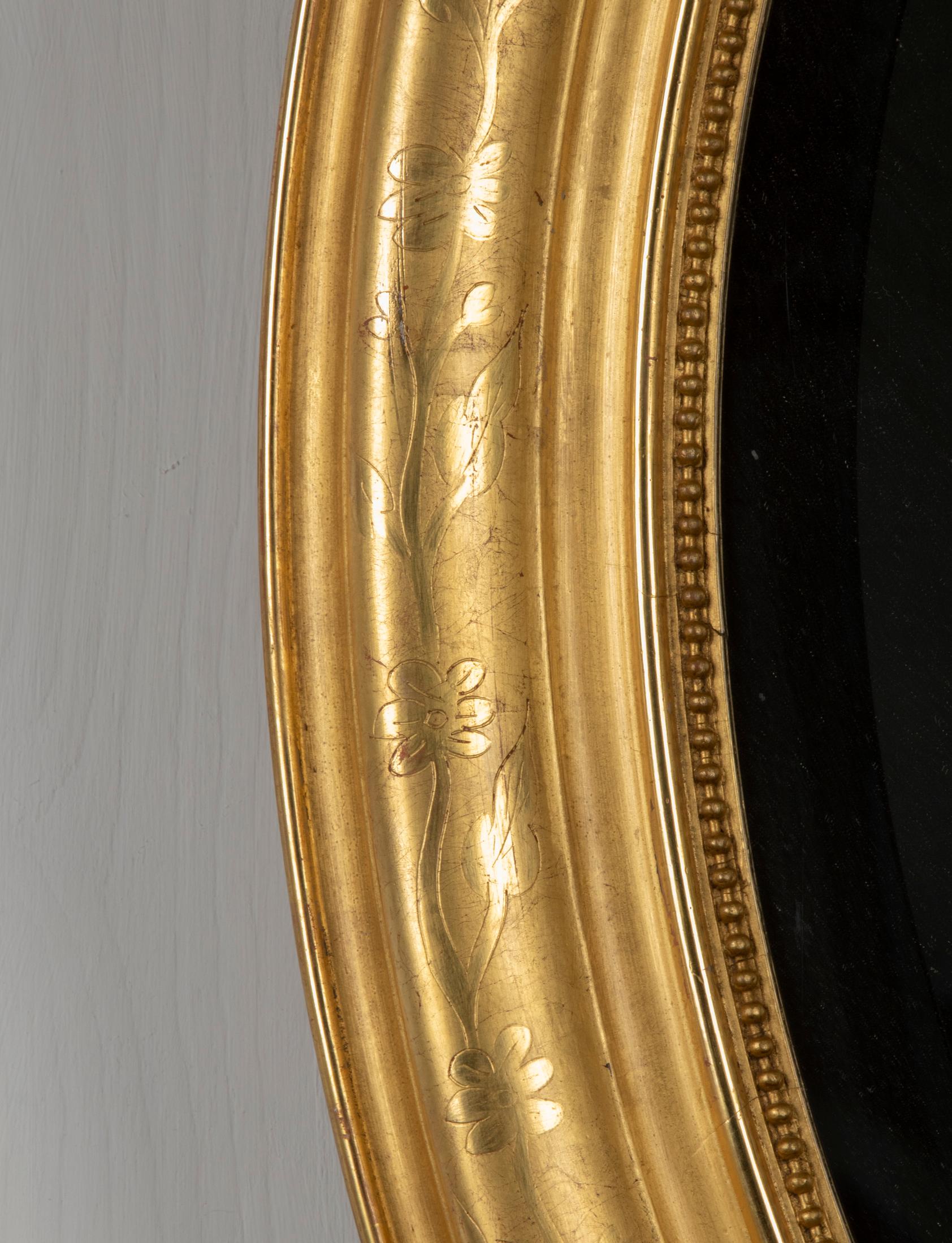 Antique French Napoleon III Gold Leaf Oval Mirror 9