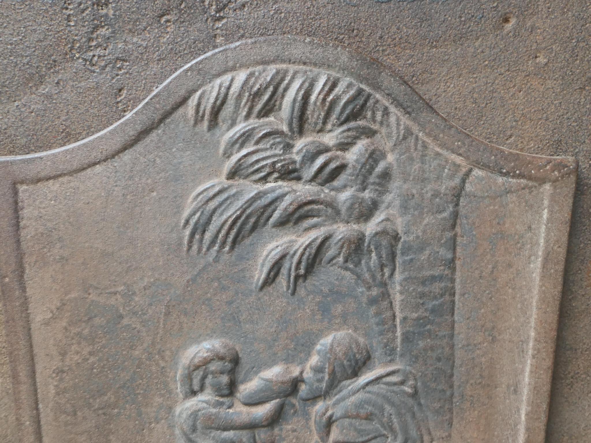 Iron Antique French Napoleon III 'Good Samaritan' Fireback / Backsplash, 19th C. For Sale