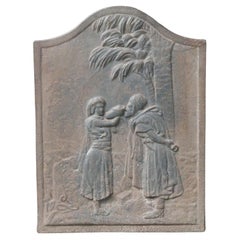 Ancienne plaque de cheminée / dosseret Napoléon III 'Bon Samaritain', 19ème C.