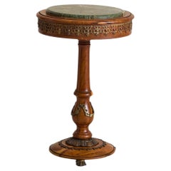 Antique French Napoleon III Guéridon Side Table with Green Marble Top