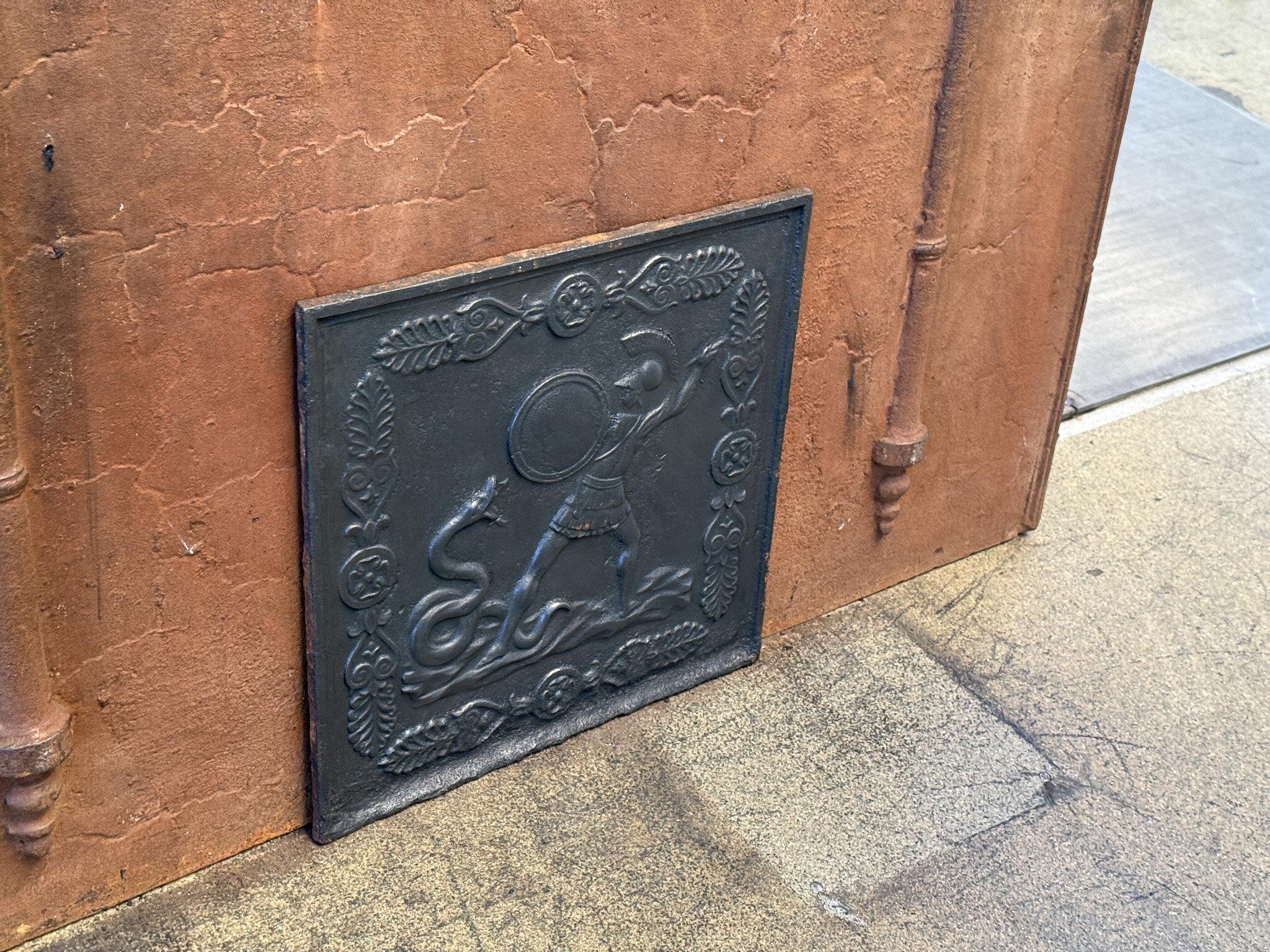 19th Century Antique French Napoleon III 'Hercules and the Snake' Fireback / Backsplash For Sale
