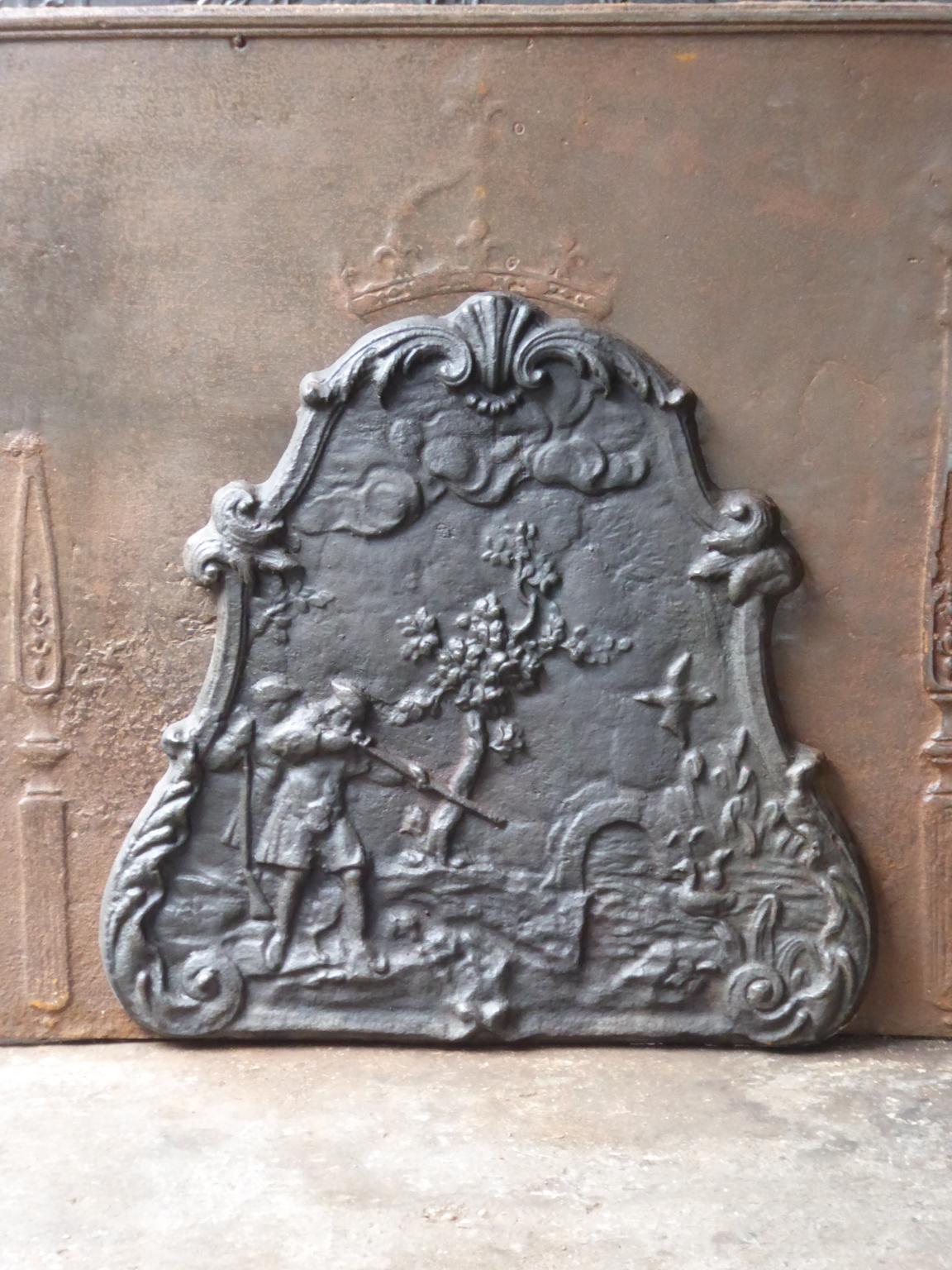 Français Ancienne plaque de cheminée / dosseret Napoléon III 'Hunter', 19ème siècle en vente