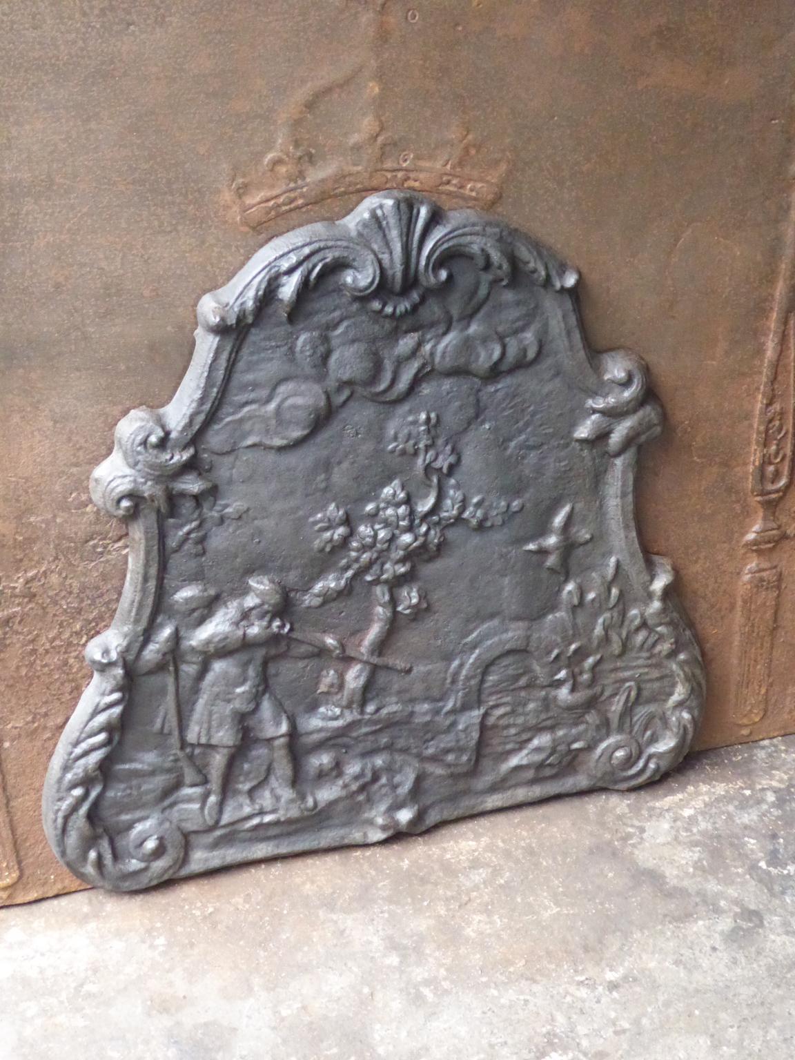 Moulage Ancienne plaque de cheminée / dosseret Napoléon III 'Hunter', 19ème siècle en vente