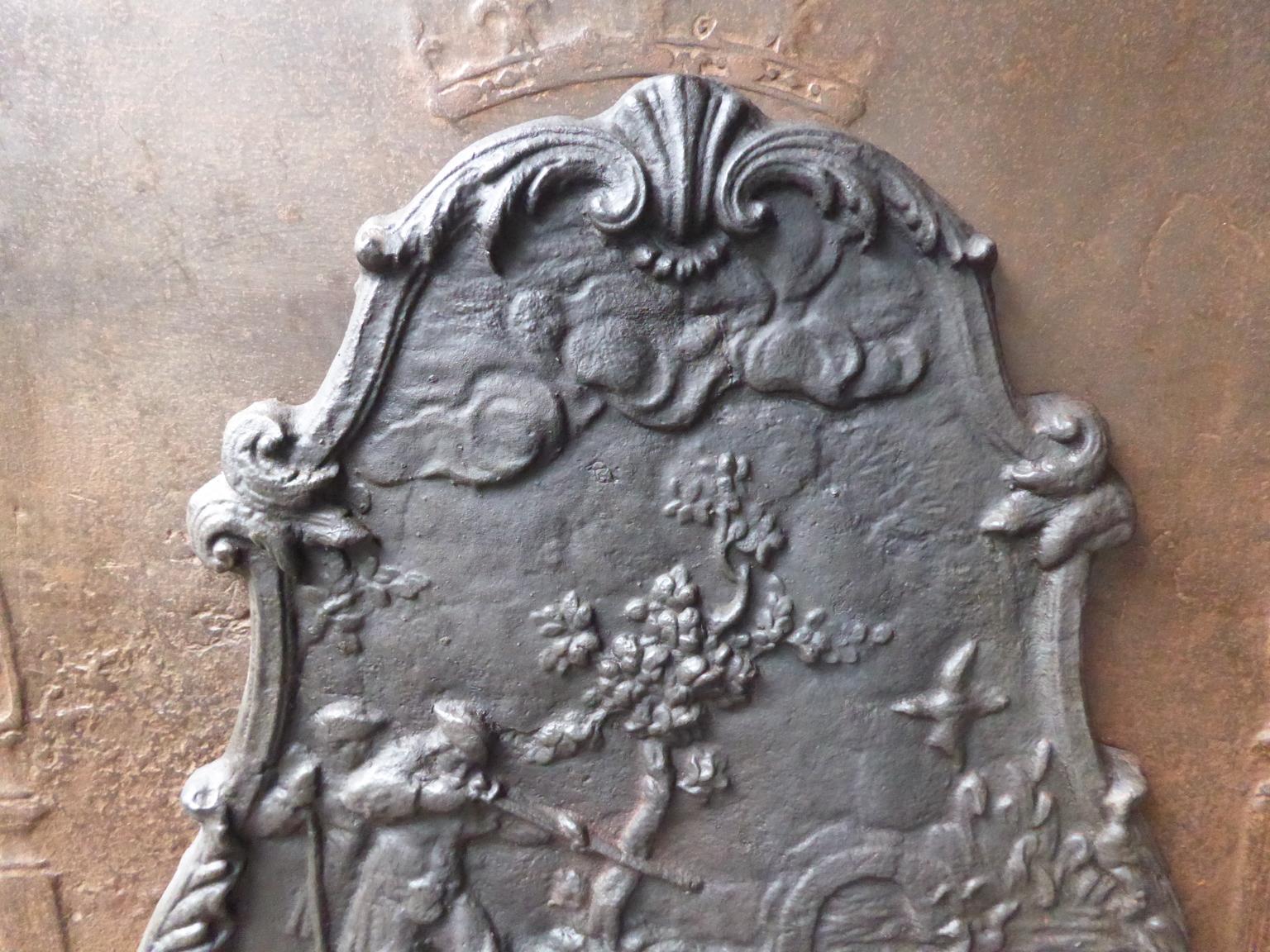 Ancienne plaque de cheminée / dosseret Napoléon III 'Hunter', 19ème siècle Bon état - En vente à Amerongen, NL