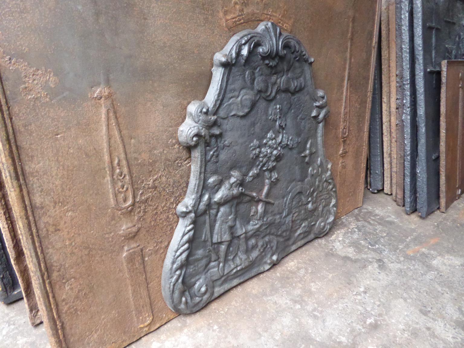 Ancienne plaque de cheminée / dosseret Napoléon III 'Hunter', 19ème siècle en vente 1