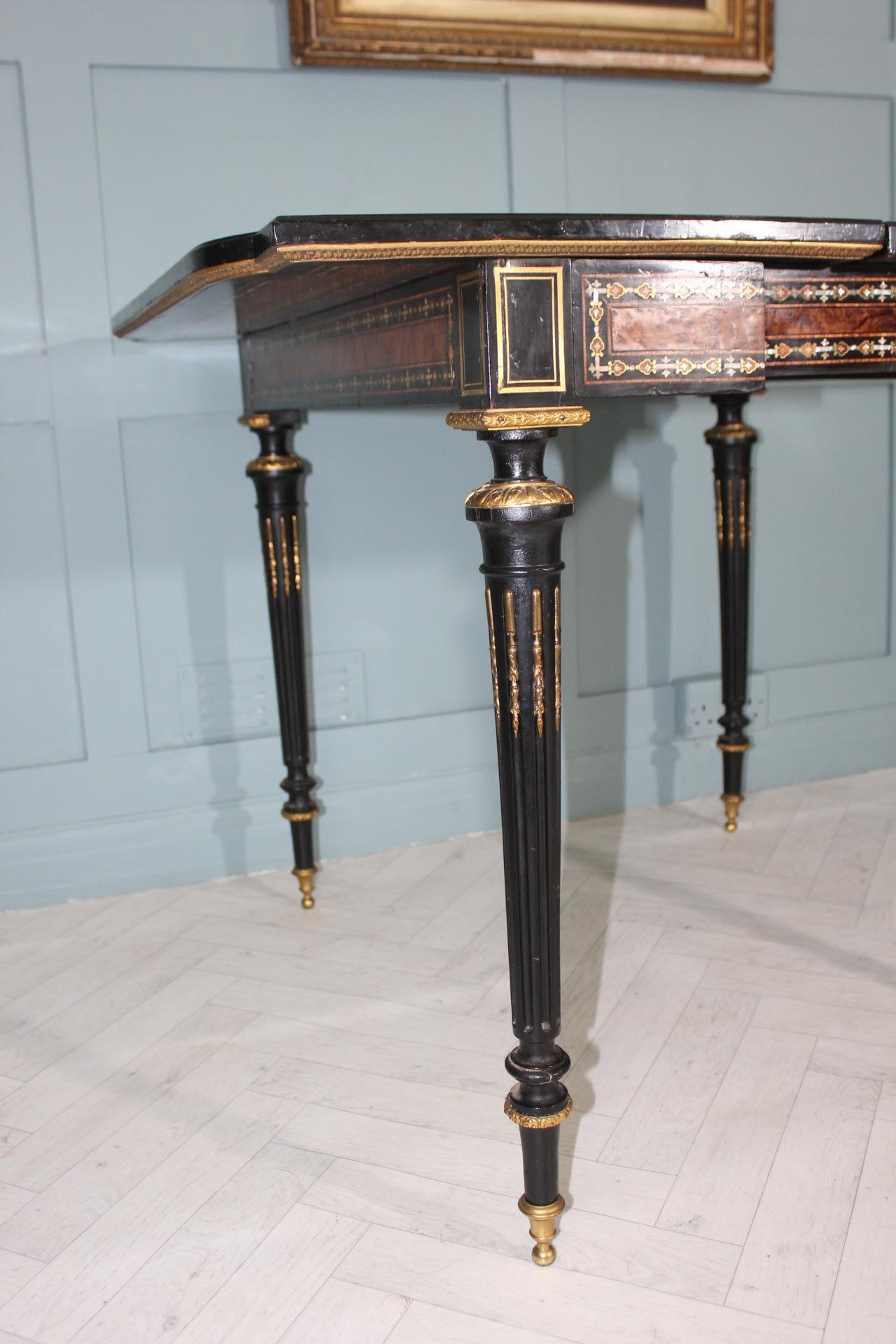 Antique French Napoleon III Inlaid Card Table For Sale 4