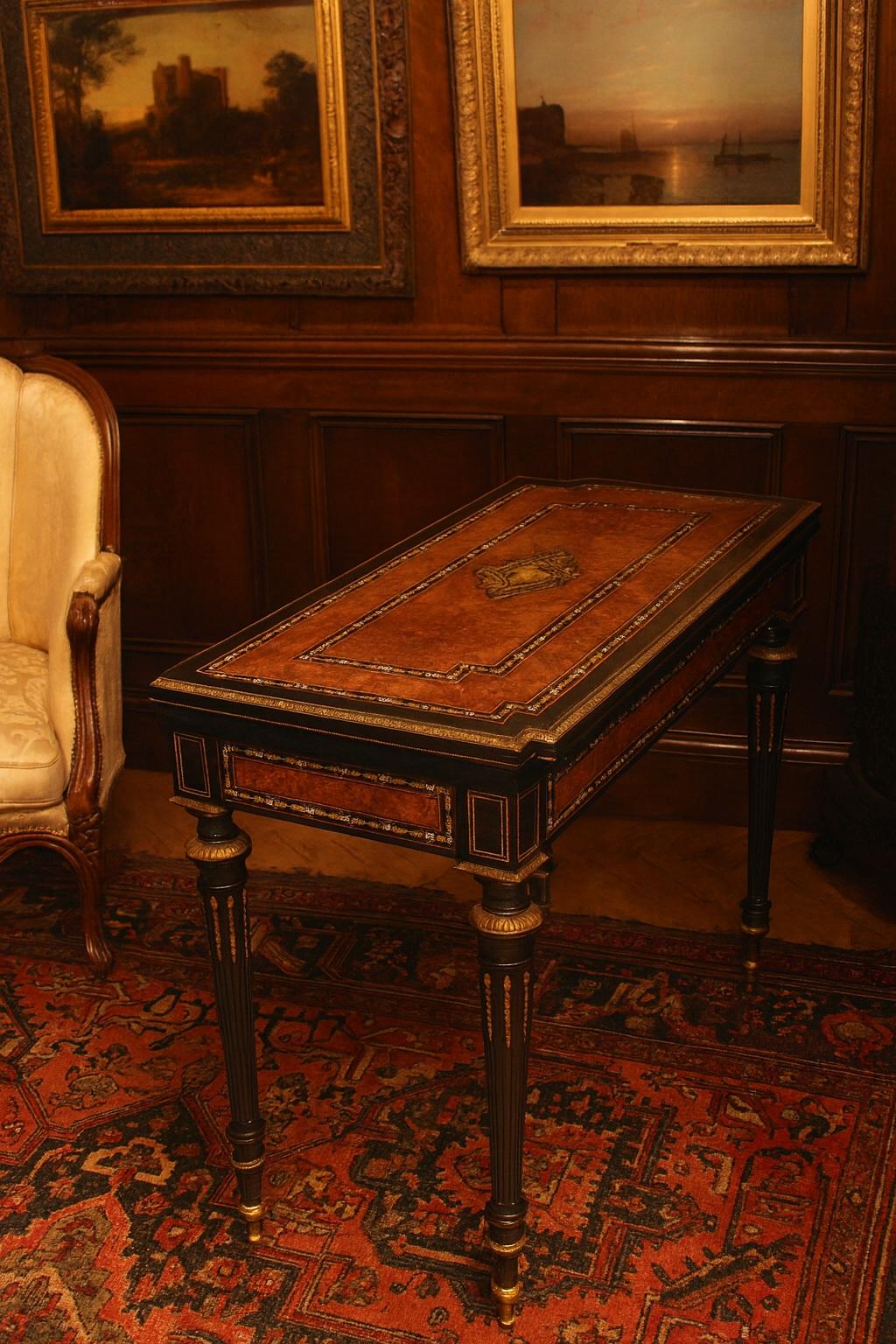 Inlay Antique French Napoleon III Inlaid Card Table For Sale