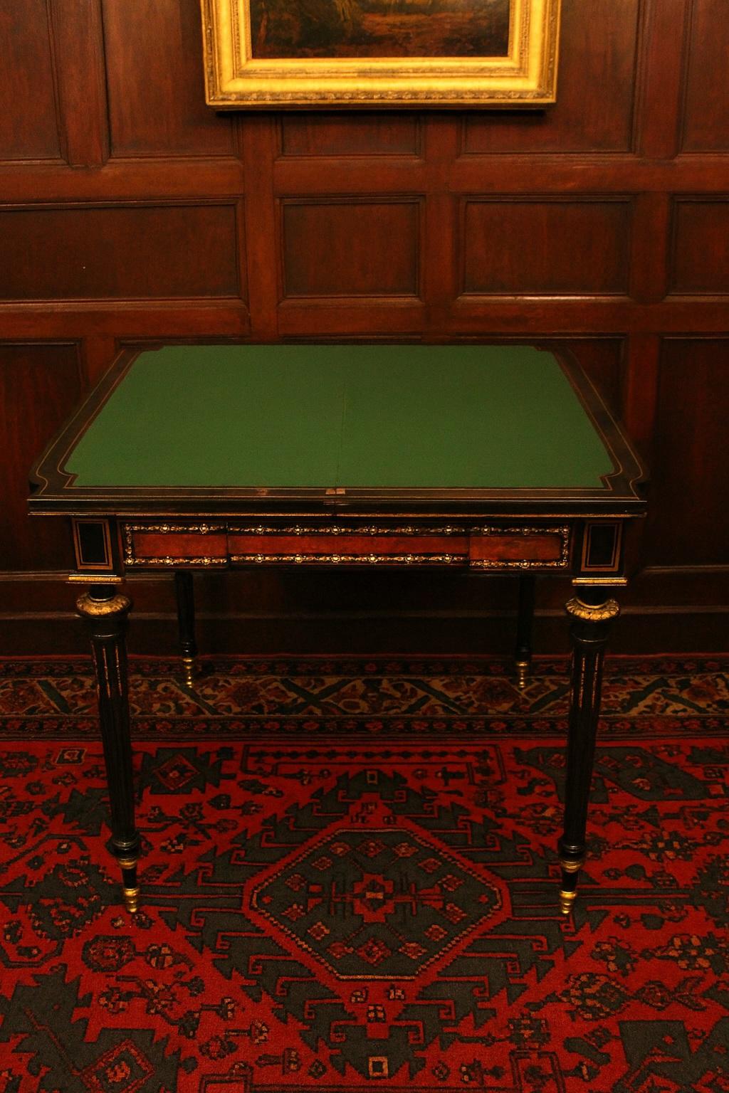 Mother-of-Pearl Antique French Napoleon III Inlaid Card Table For Sale