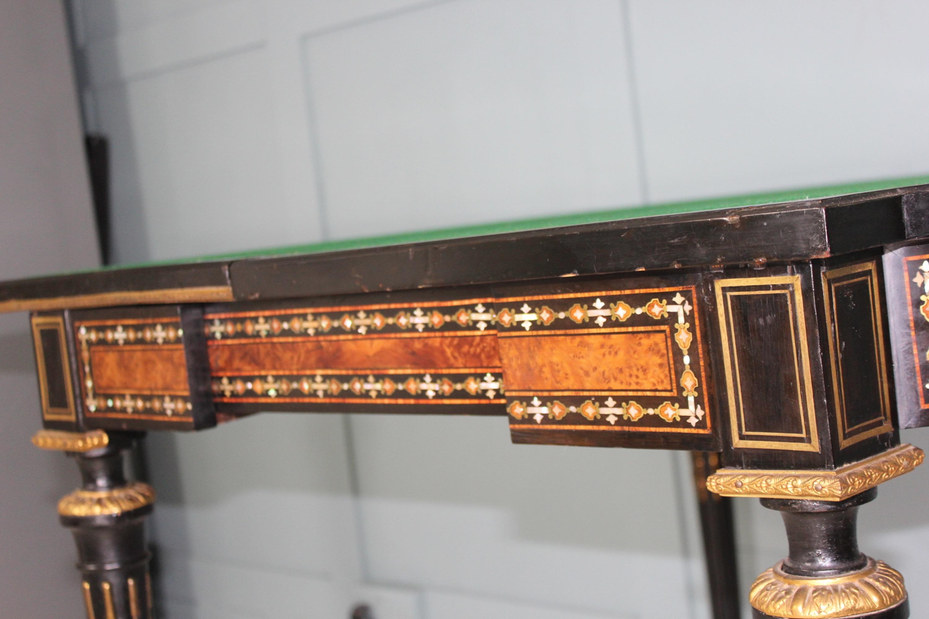 Antique French Napoleon III Inlaid Card Table For Sale 3