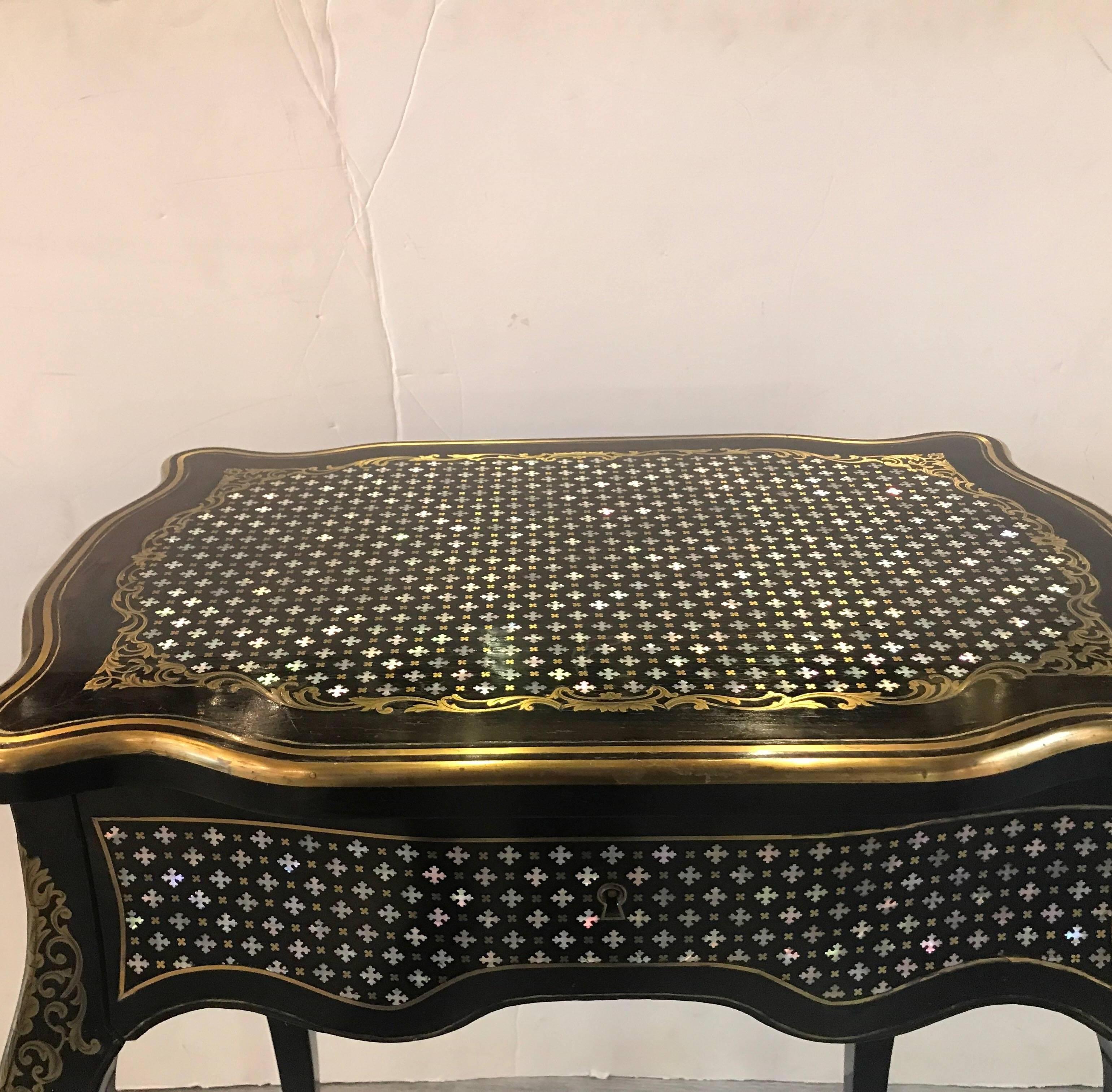 Antique French Napoleon III Inlaid Table Vanity 7