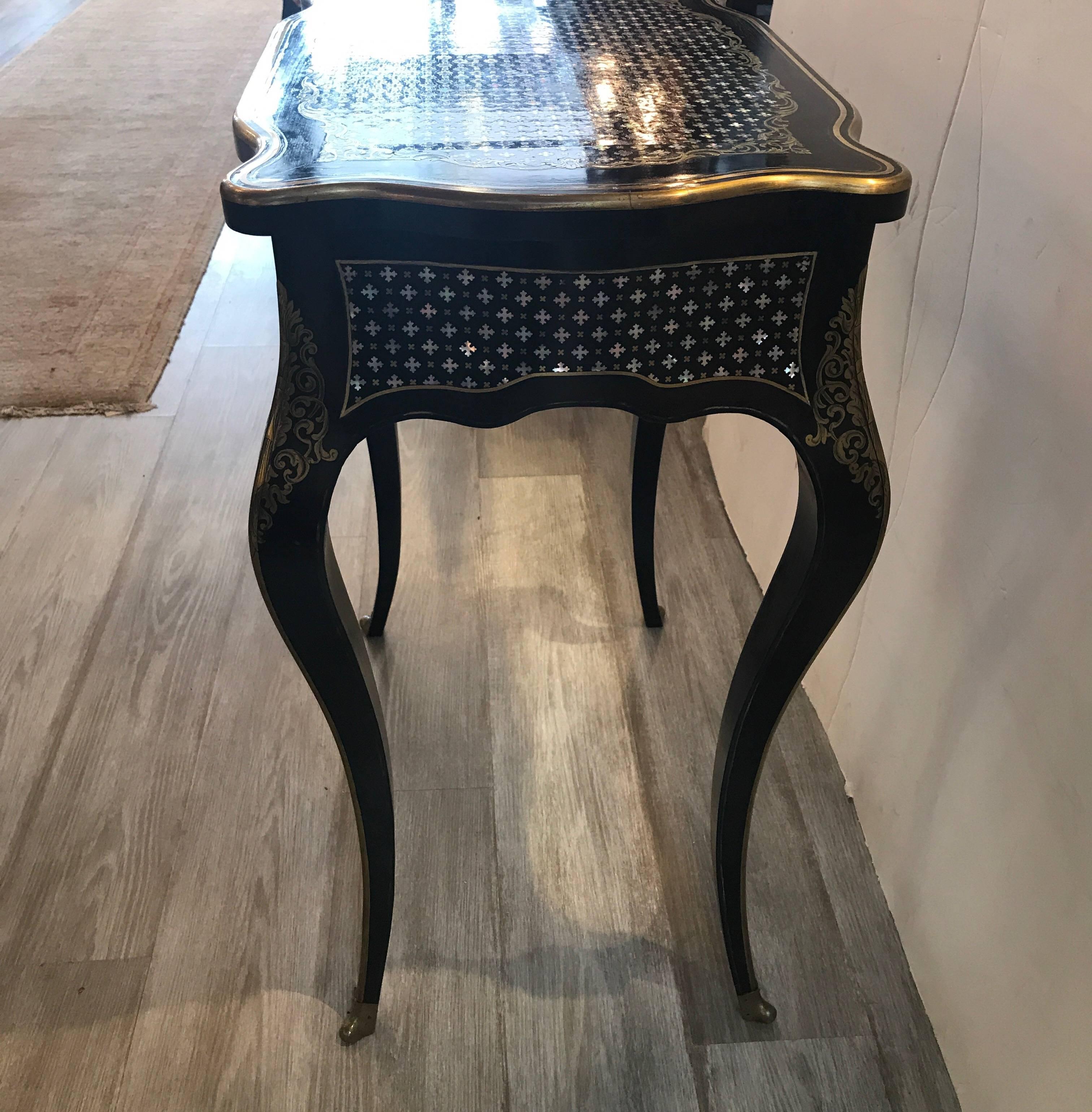 Antique French Napoleon III Inlaid Table Vanity 1