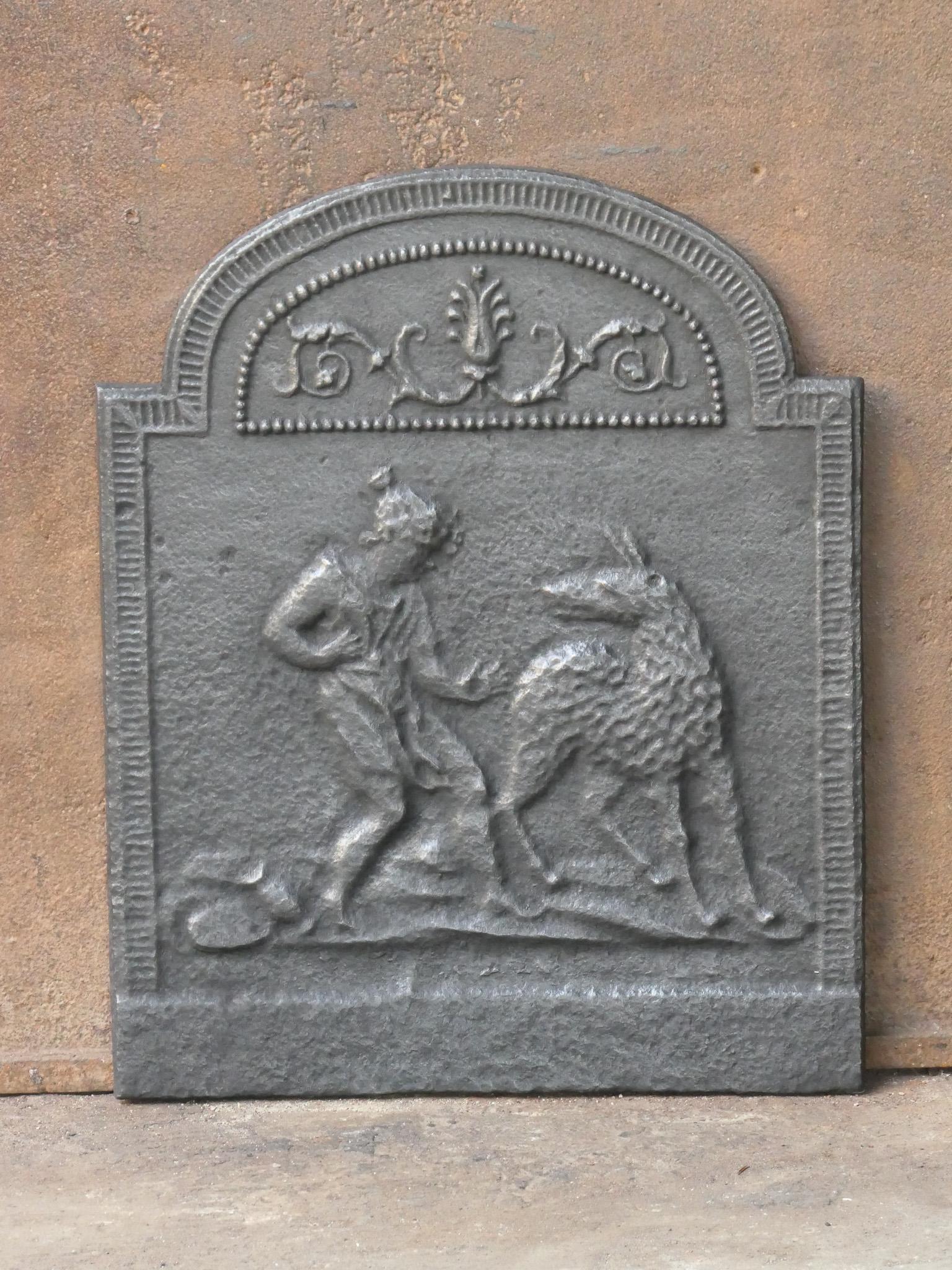 Cast Antique French Napoleon III 'Little Red Riding Hood' Fireback / Backsplash For Sale