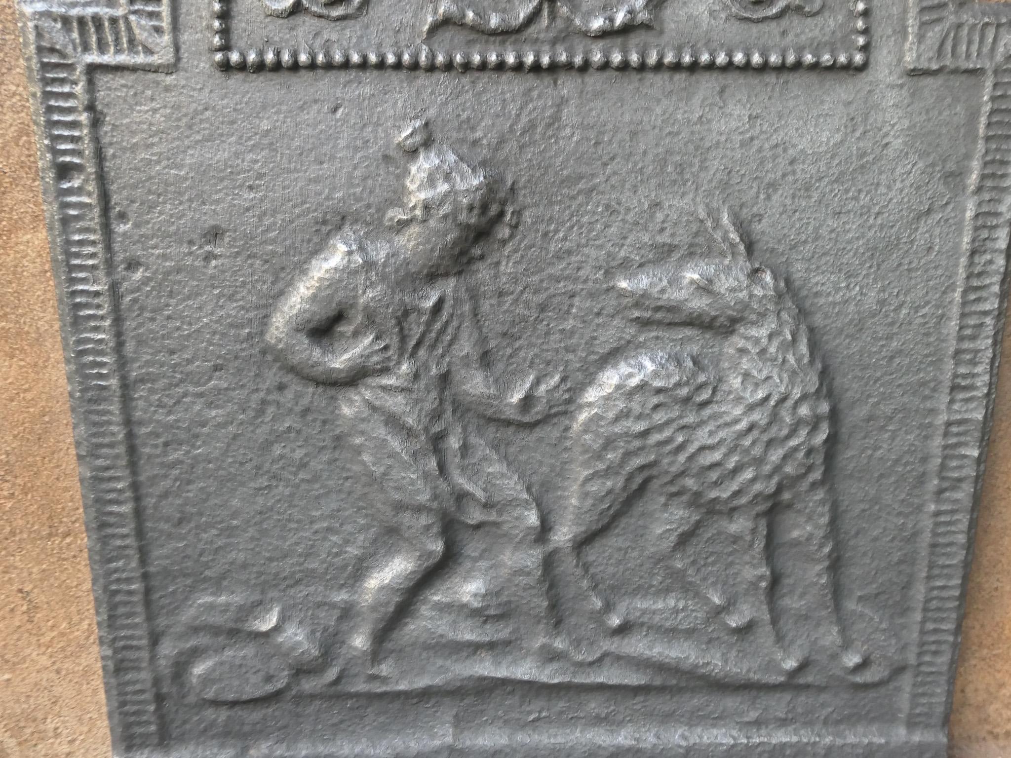 Antique French Napoleon III 'Little Red Riding Hood' Fireback / Backsplash For Sale 1