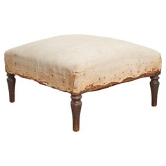 Antique French Napoleon III Low Foot Stool Ottoman