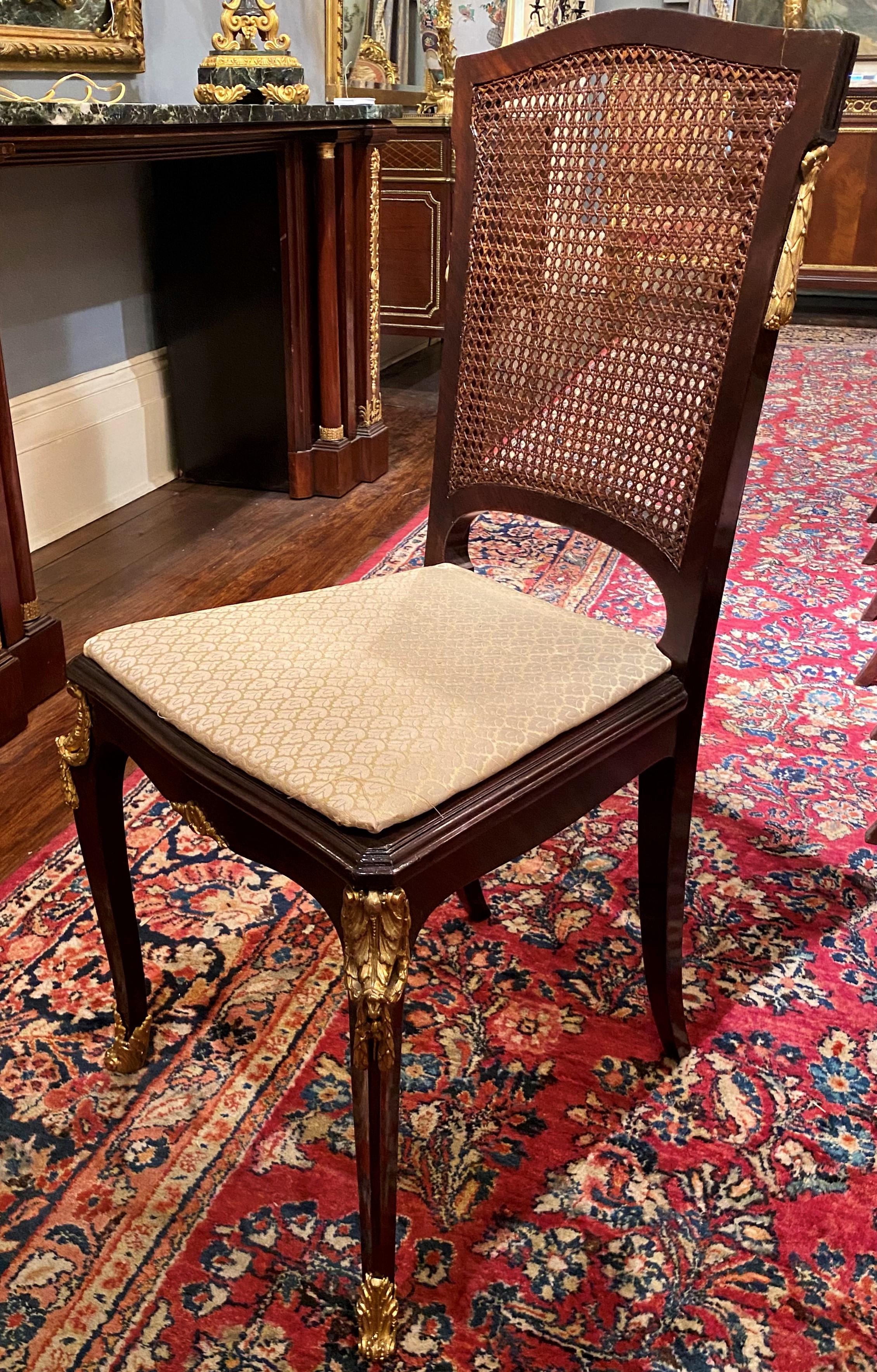 Antique French Napoleon III Mahogany & Ormolu Dining Table with 12 Chairs, 1890s 13