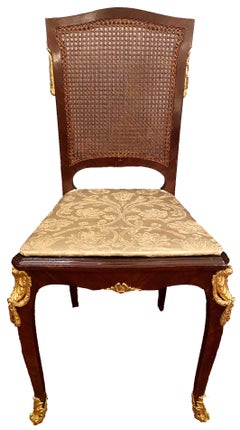Antique French Napoleon III Mahogany & Ormolu Dining Table with 12 Chairs, 1890s