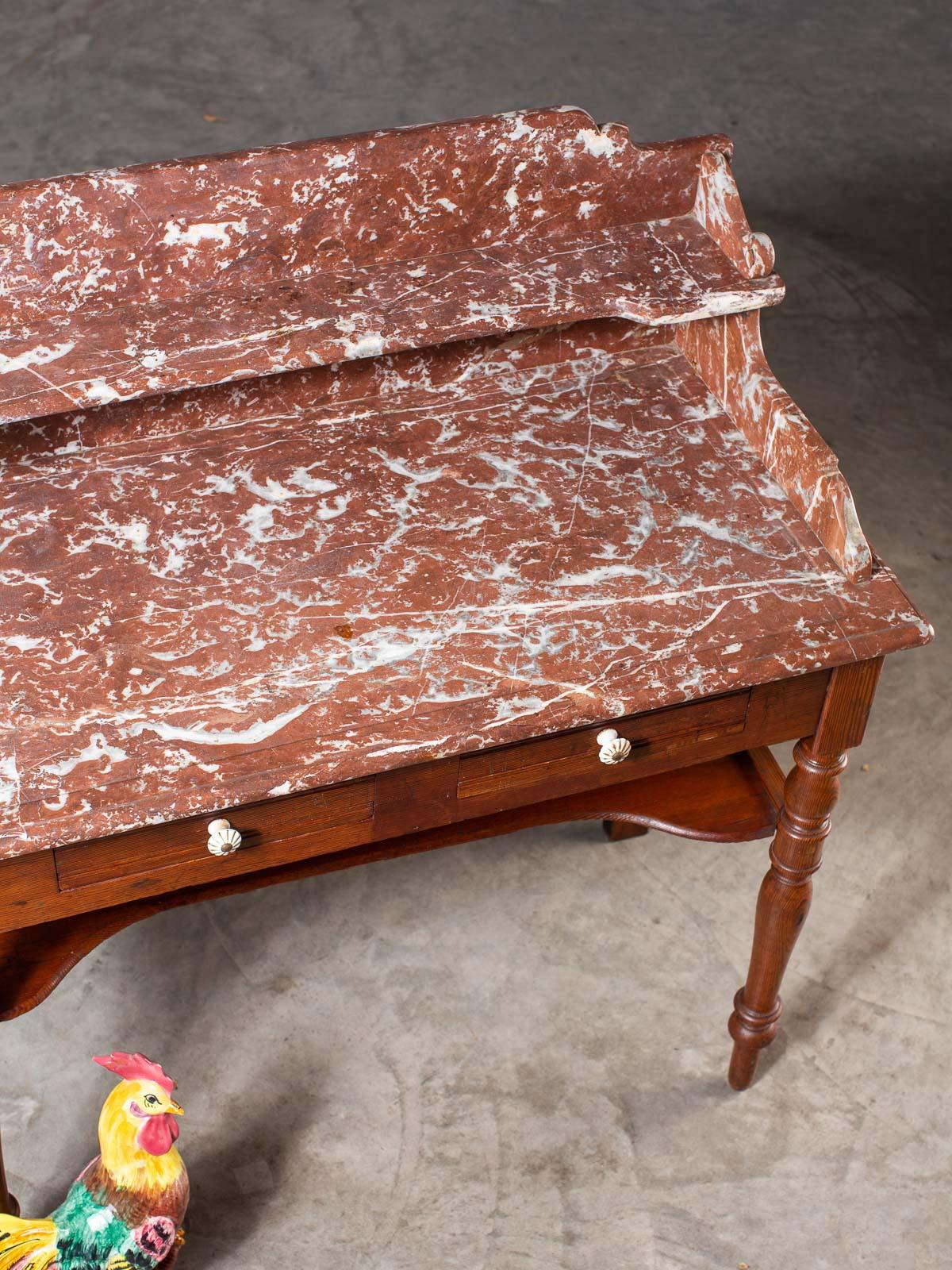 Antique French Napoleon III Marble Pine Washstand, circa 1870 For Sale 9
