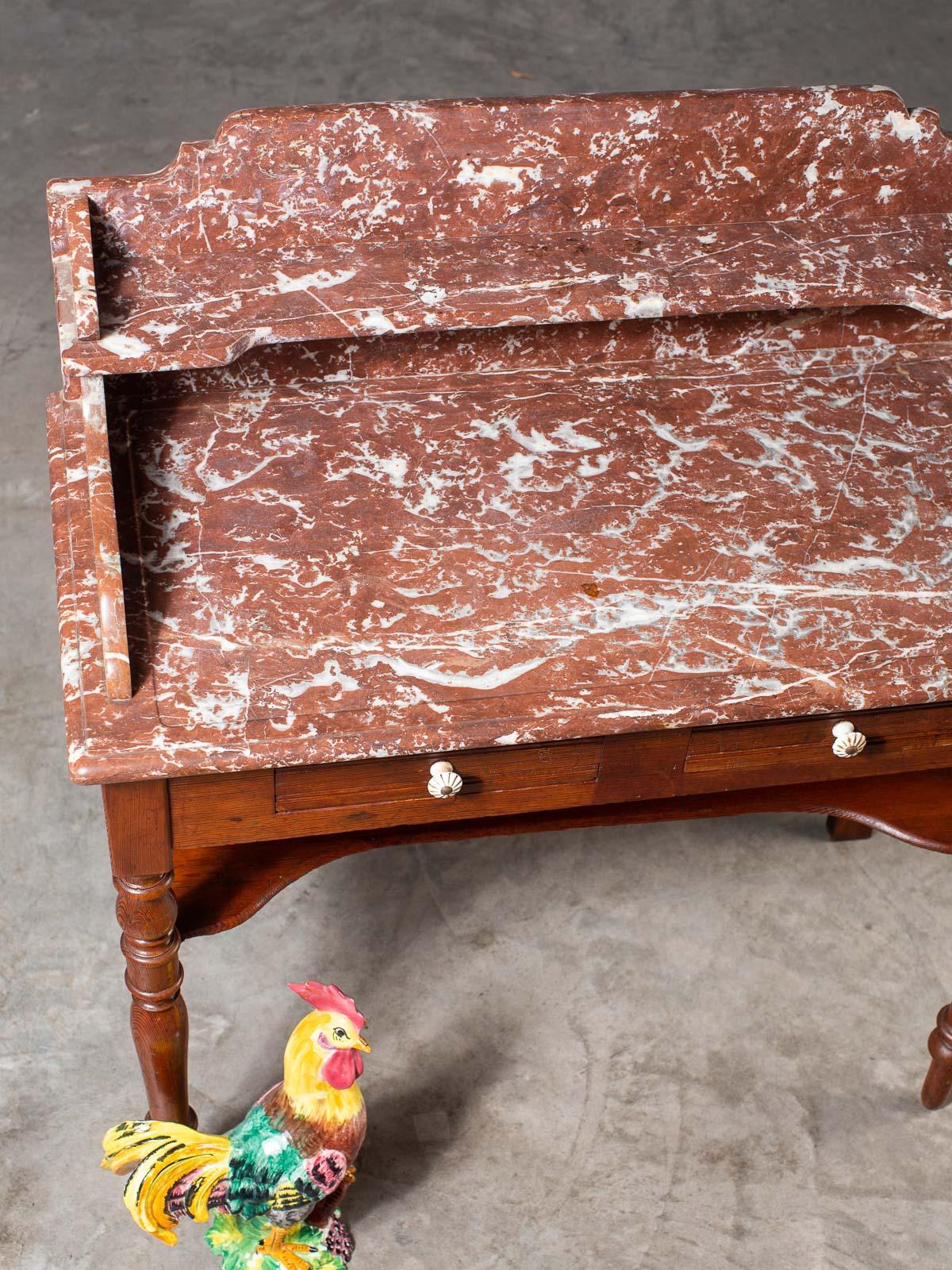 Antique French Napoleon III Marble Pine Washstand, circa 1870 For Sale 10