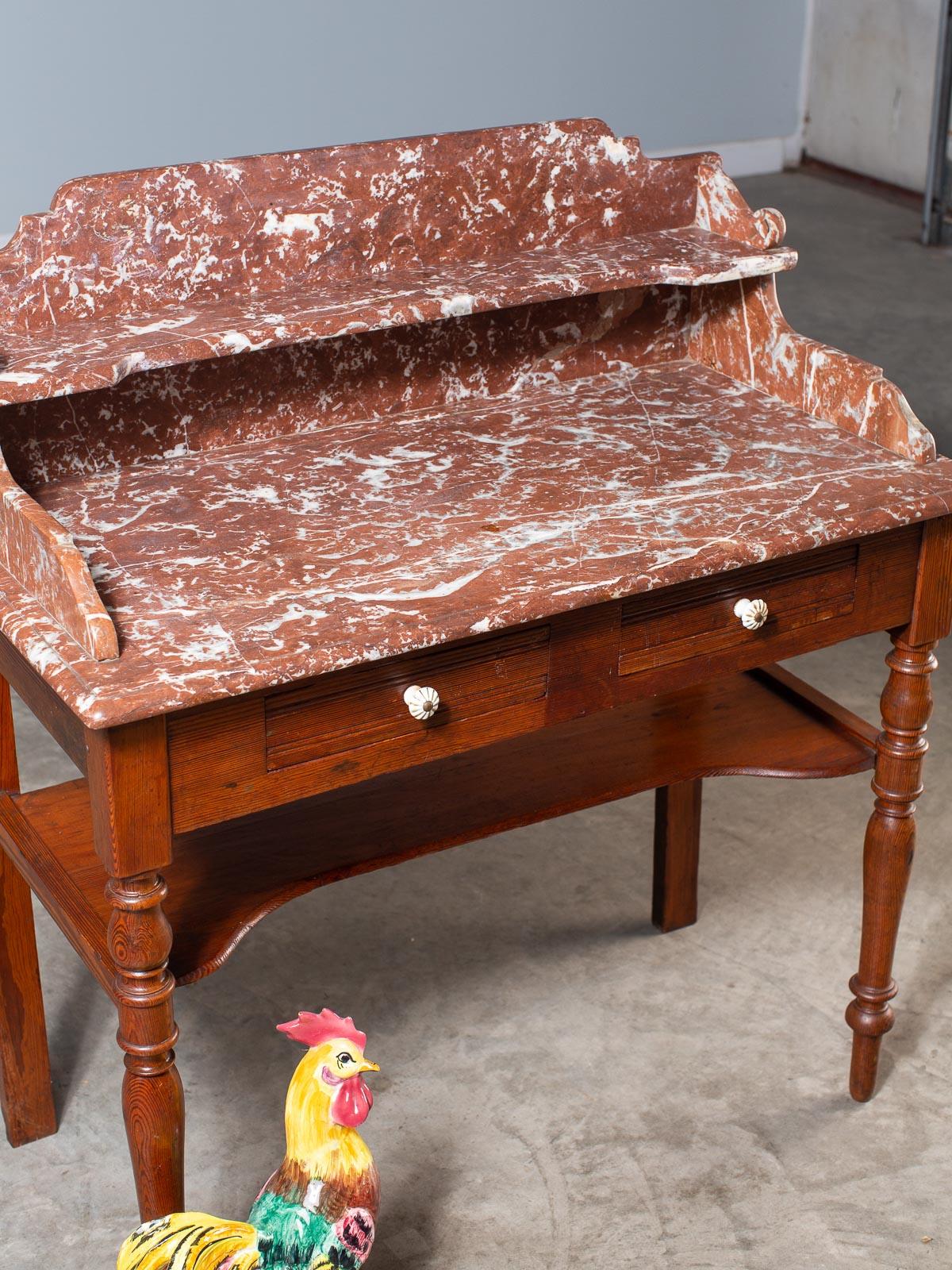 Antique French Napoleon III Marble Pine Washstand, circa 1870 For Sale 11