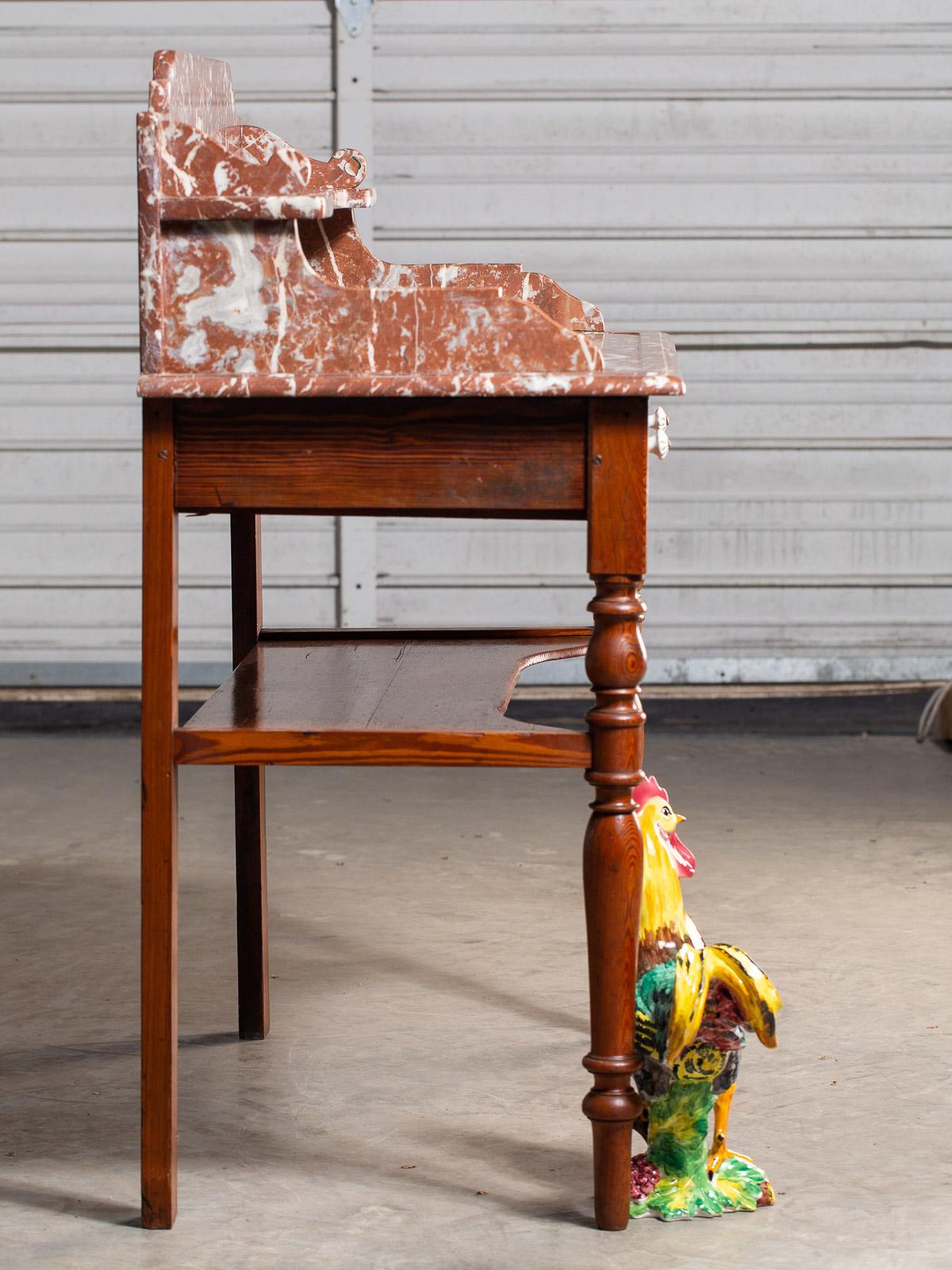 Antique French Napoleon III Marble Pine Washstand, circa 1870 For Sale 13