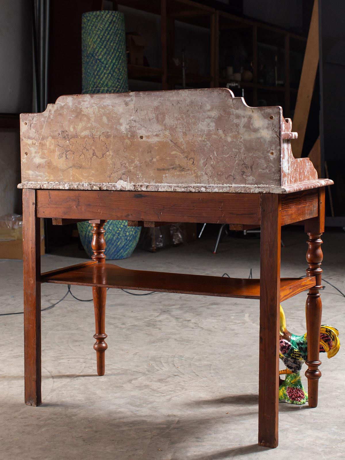 Antique French Napoleon III Marble Pine Washstand, circa 1870 For Sale 14